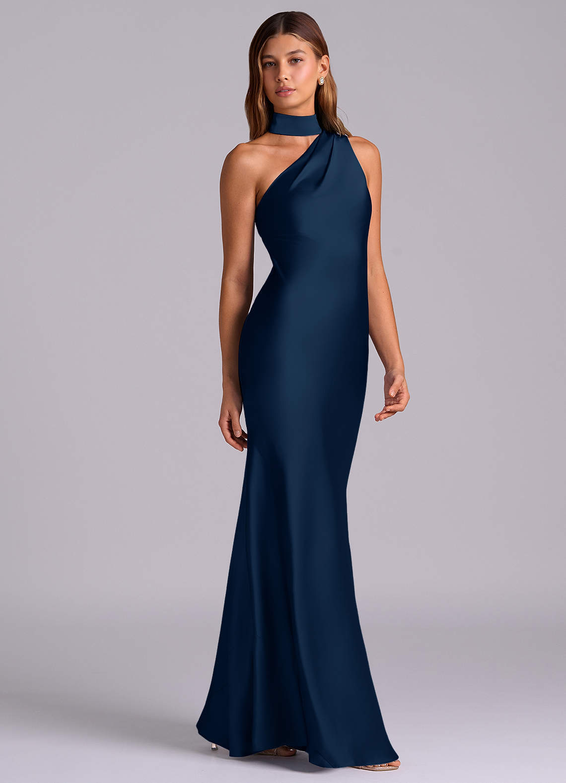 navy blue one shoulder bridesmaid dress Dressing Up main image 0