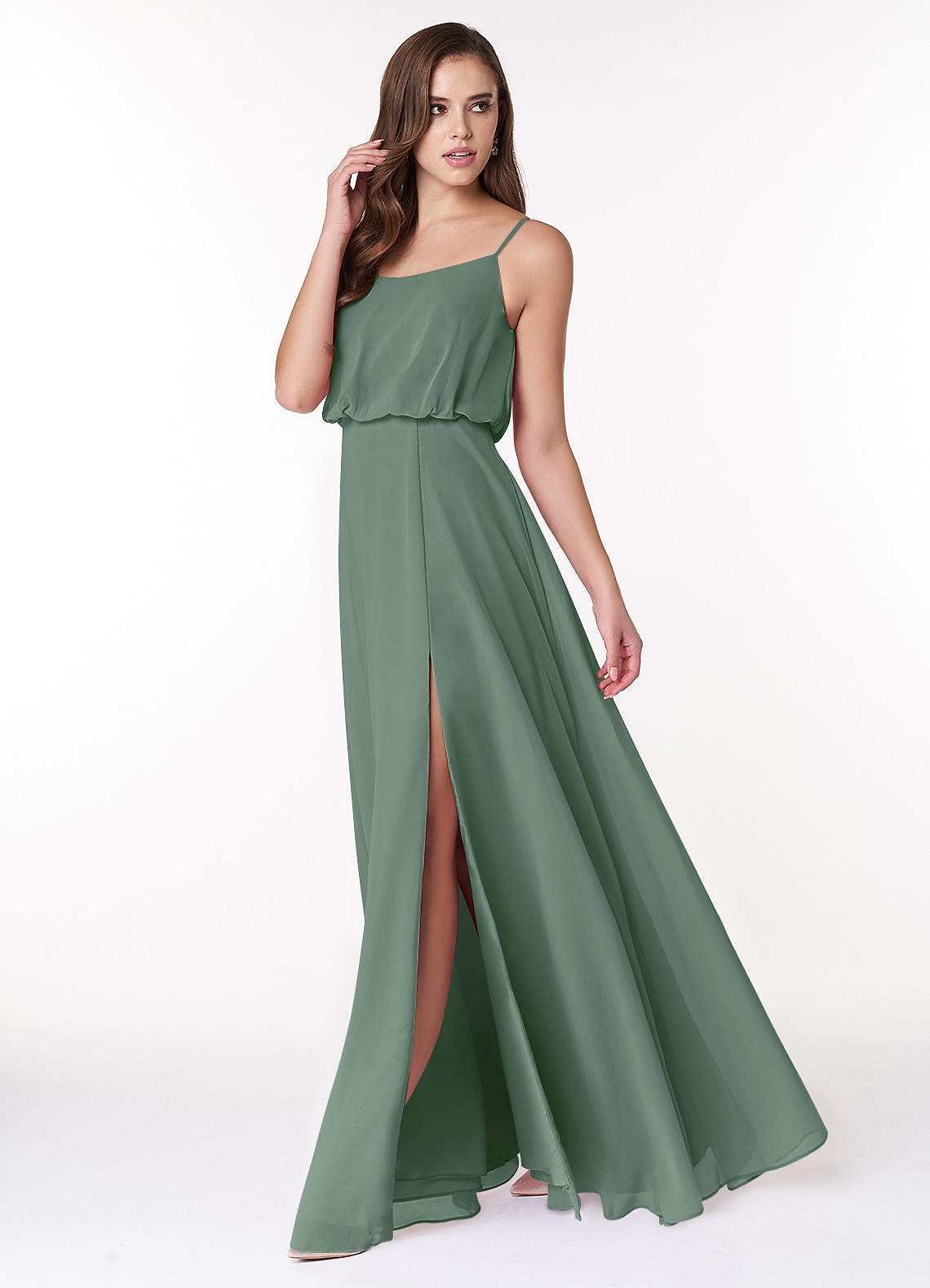 blouson bridesmaid dress Azazie Lupe Ball gown Size:LARGE (Men's 9-12, Women's 11+) styleattribute-sparkle styles Blue and white floral Line Fabric