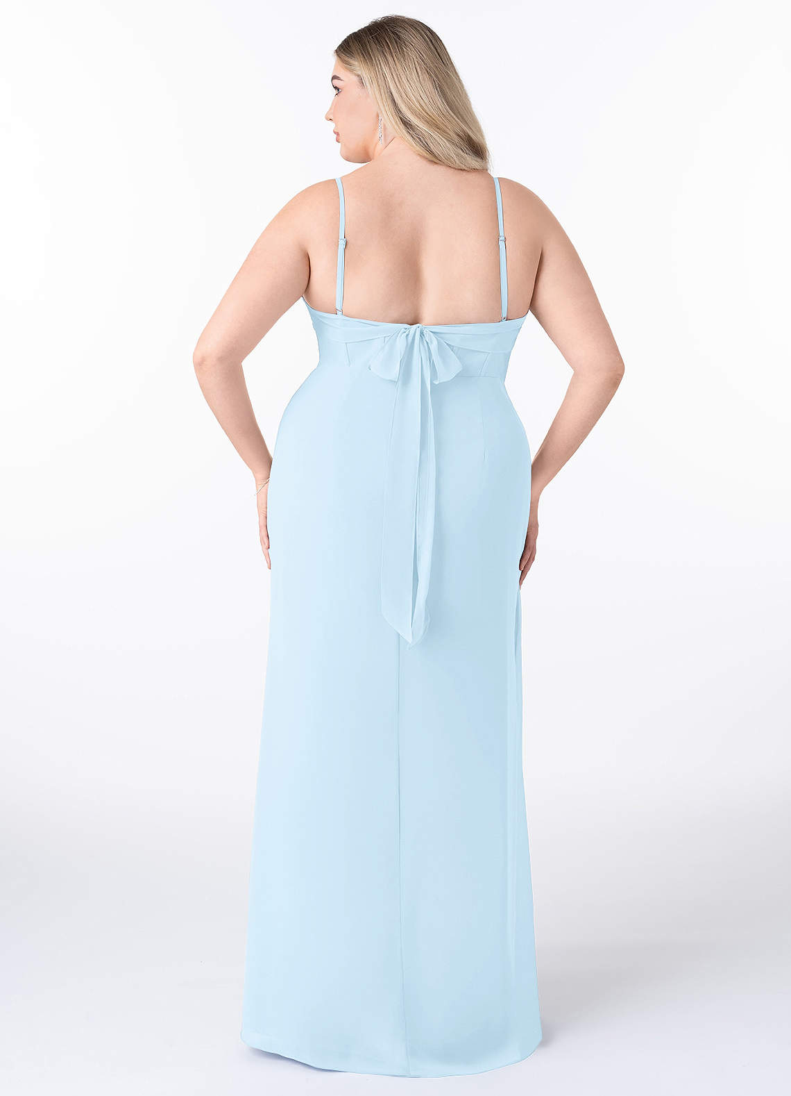 Azazie Mai Bridesmaid Dresses Sky Blue Sheath Pleated Chiffon Dress image7