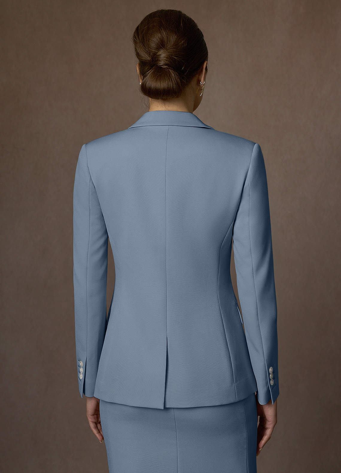 front Kennedy Dusty Blue Structured Stretch Dress