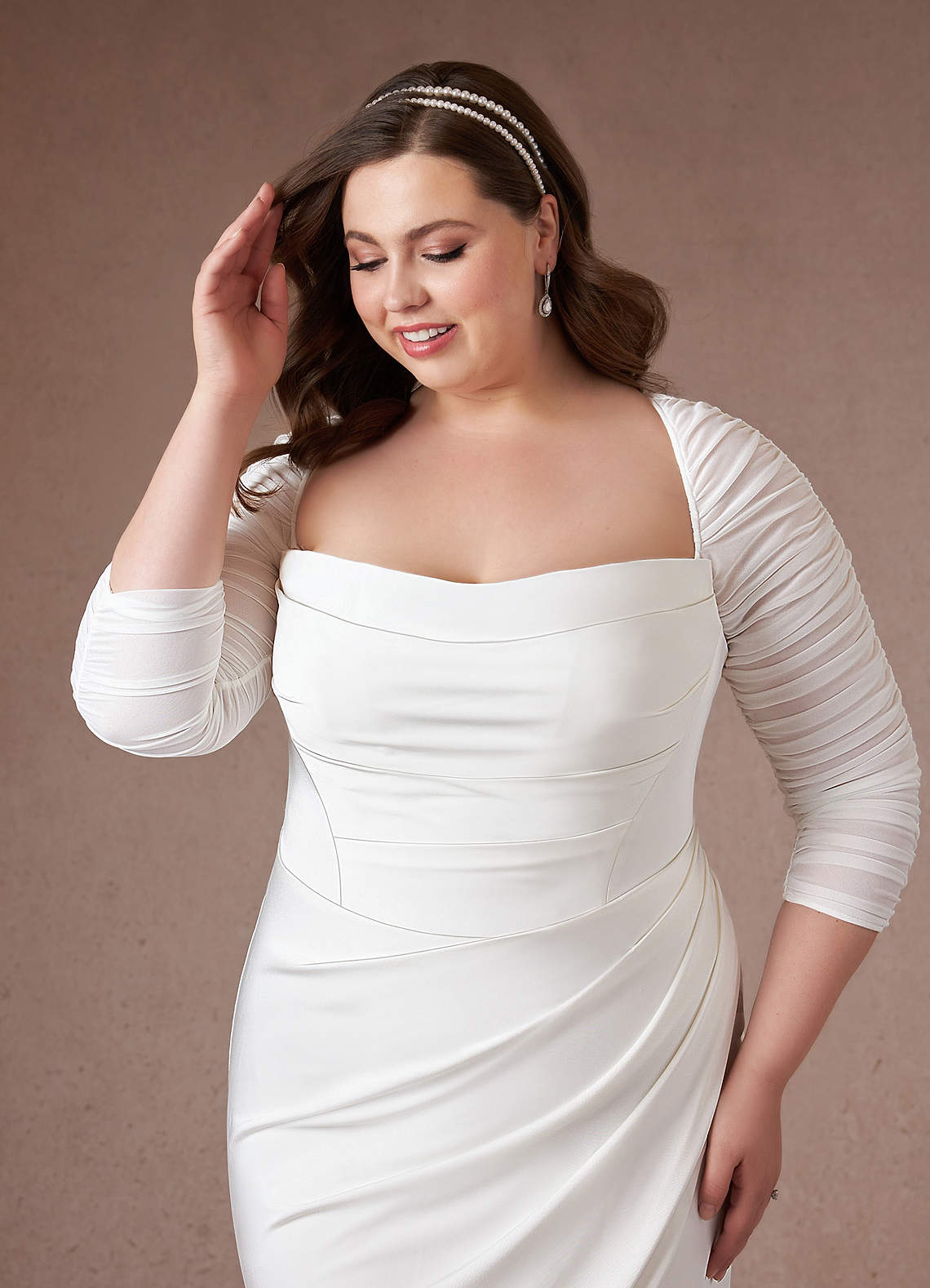 Azazie Marsella Wedding Dresses Diamond White Mermaid Strapless Crepe Back Satin Dress image14