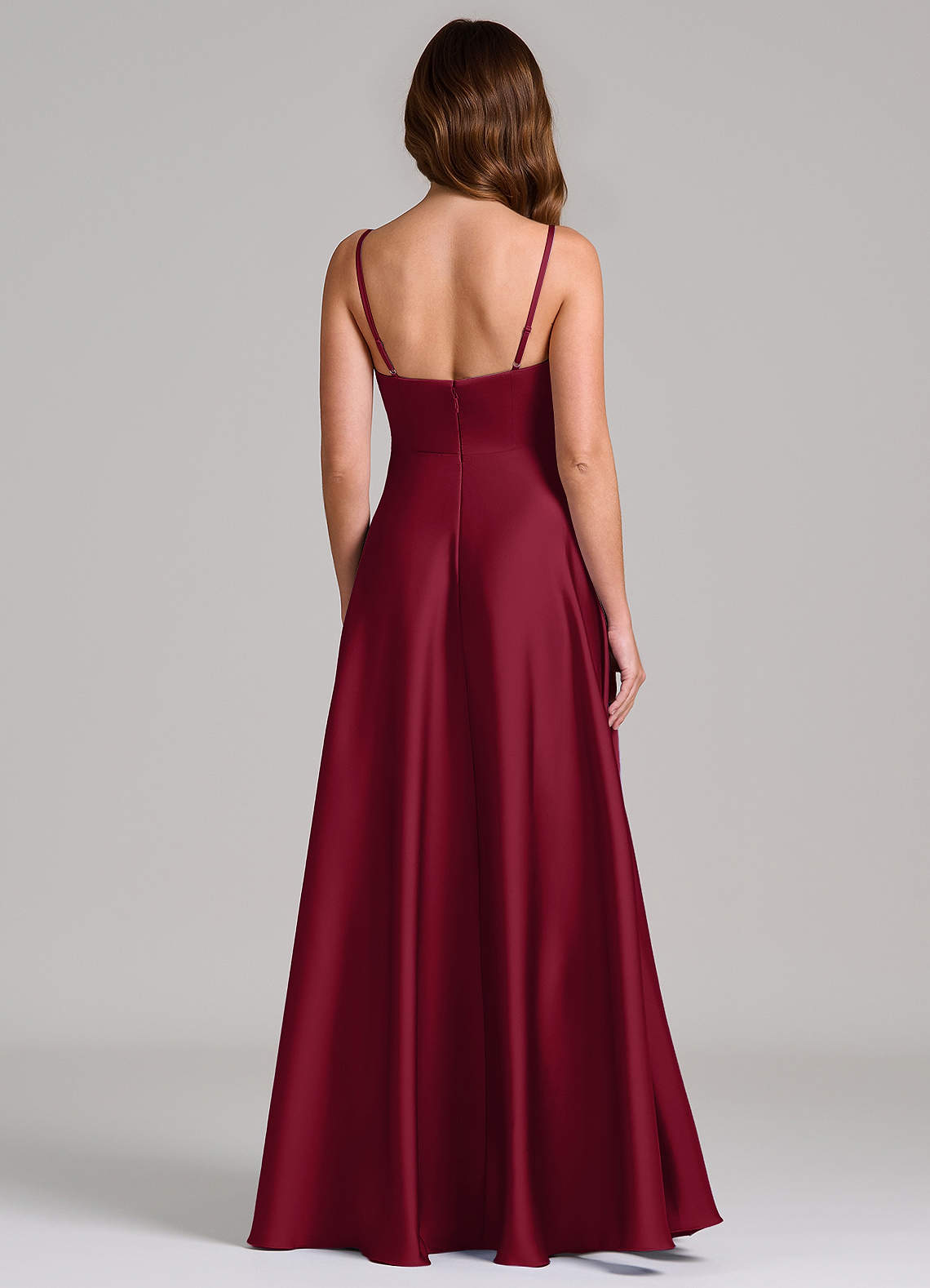 Azazie Amani Burgundy Stretch Satin Bridesmaid Dresses | Azazie