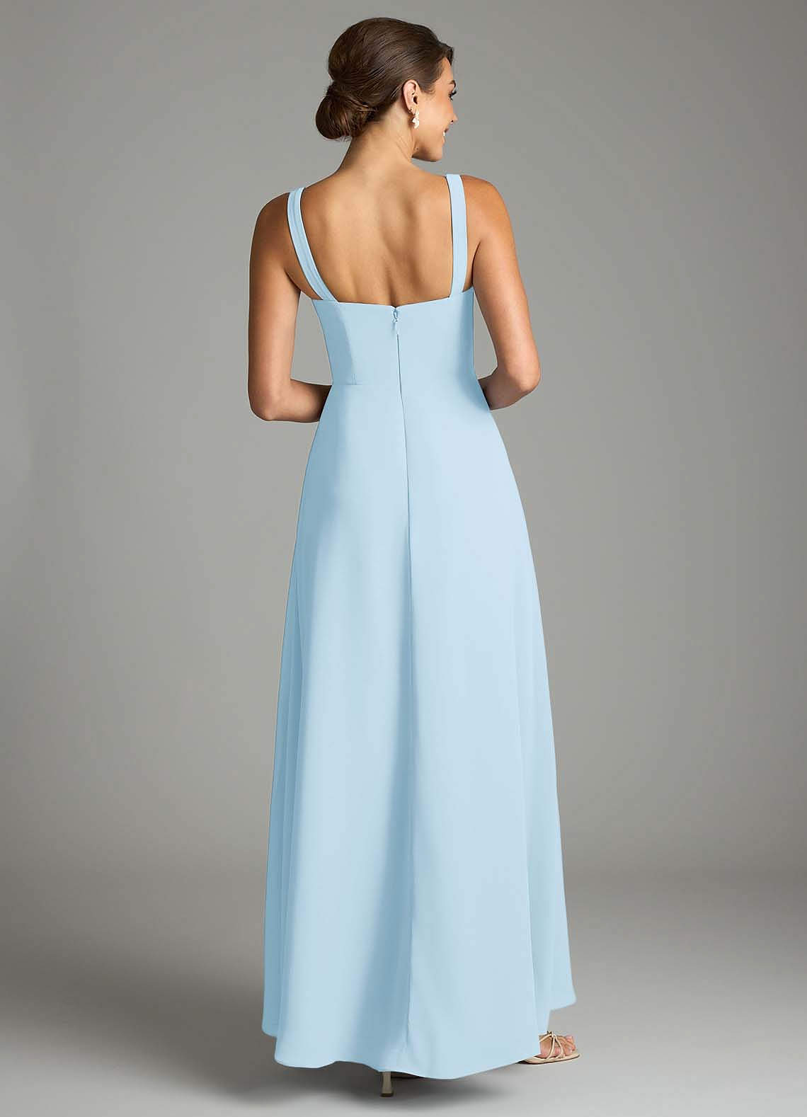 Azazie Debra Bridesmaid Dresses Sky Blue A-Line with Pockets Chiffon Convertible Dress image5