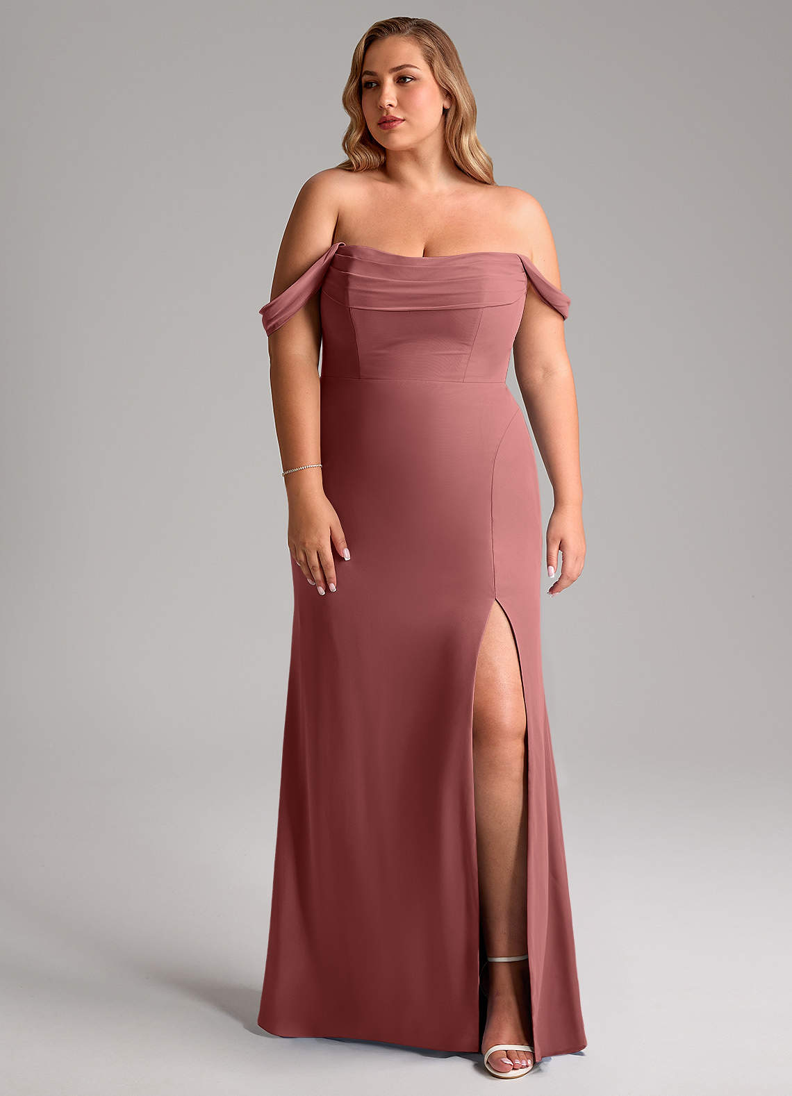 Azazie Saige Bridesmaid Dresses Amethyst A-Line Off the Shoulder Chiffon Convertible Dress image9
