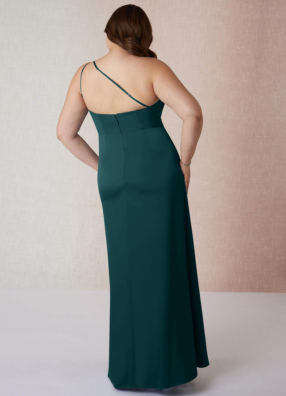 Azazie Mika Stretch Satin Dress Pine Bridesmaid Dresses | Azazie