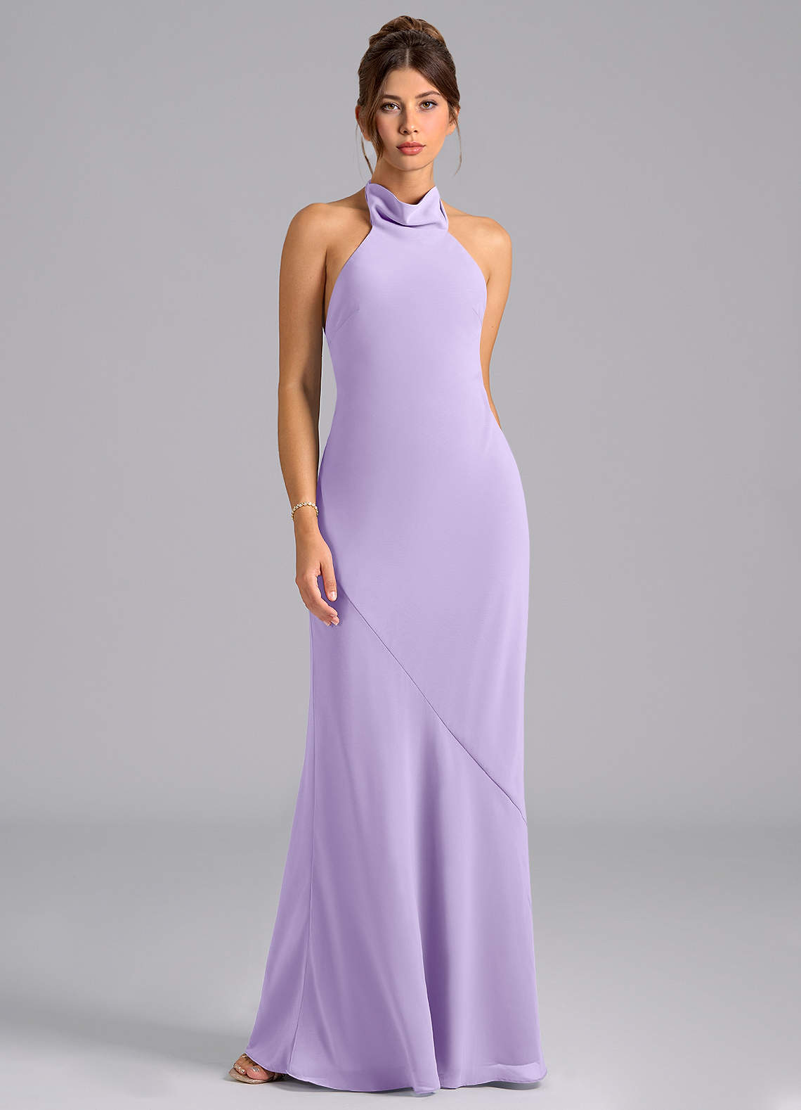 Azazie Velli Bridesmaid Dresses Lilac Mermaid High Neck Chiffon Dress image5