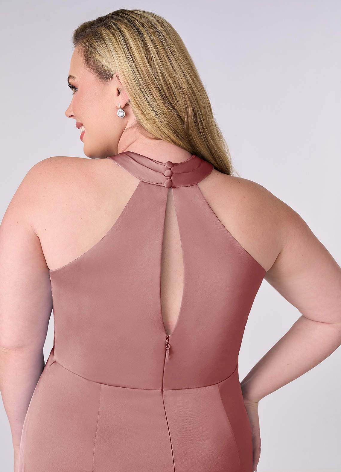 Barbie ♥ Azazie Bridesmaid Dresses Dusty Rose Sheath Stretch Satin Dress image10