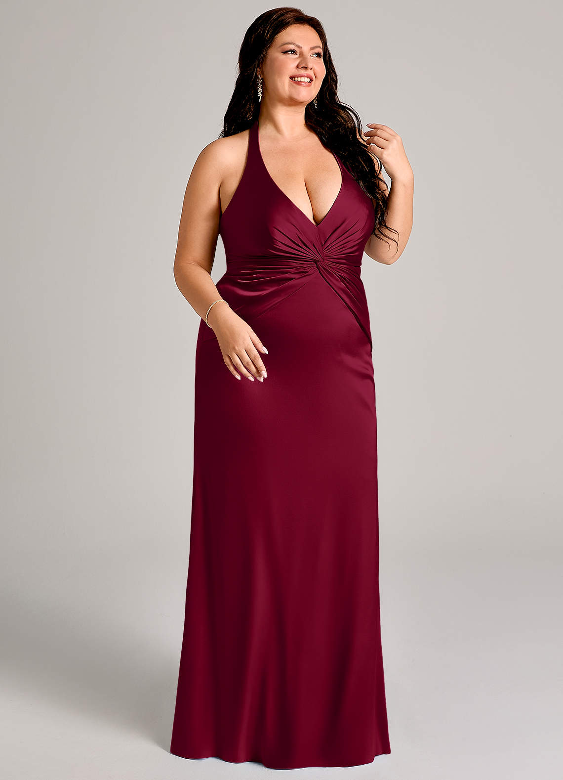 Azazie Valerie Brudtärnklänningar Klä av Sjöjungfru i Stretch Satin Plisserad Bourgogne image9