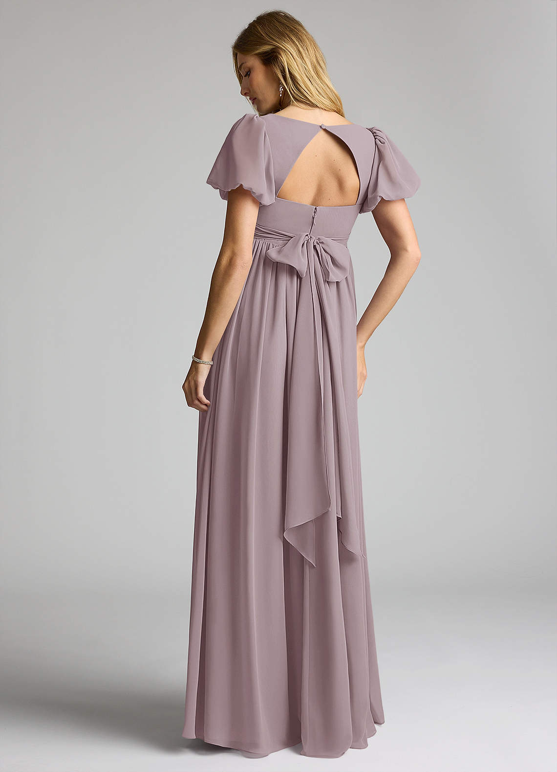 Azazie Madisynn Maternity Bridesmaid Dresses Bow Chiffon Floor-Length Dress image1