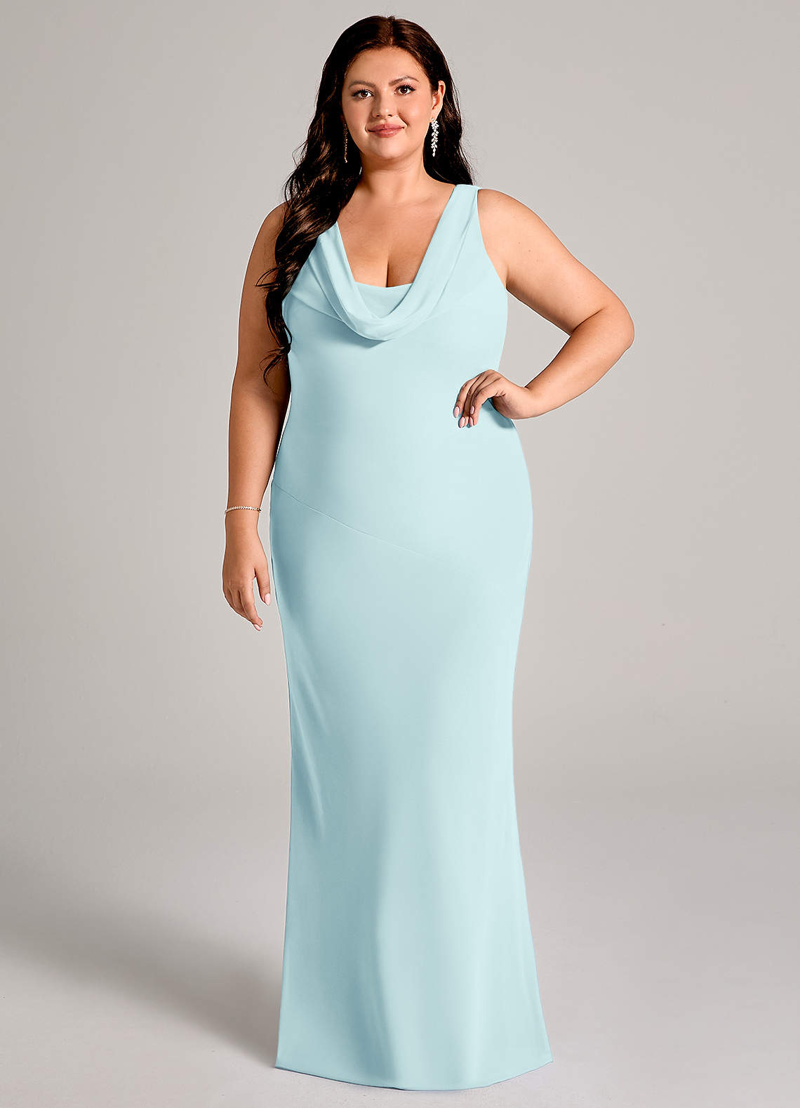 Azazie Rylina Bridesmaid Dresses Sea Glass Mermaid Pleated Chiffon Dress image1