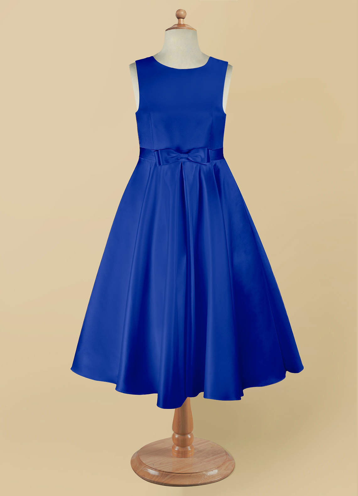 Azazie Coco Royal Blue A-Line Bow Matte Satin Dress | Azazie