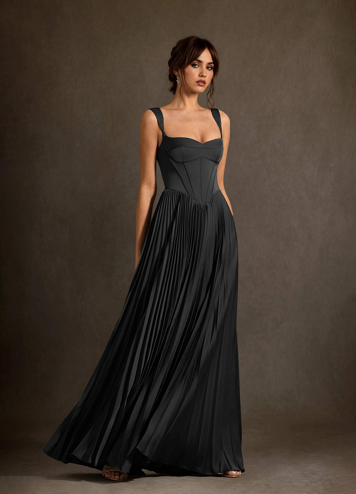 Azazie Dean Wedding Dresses Black Sheath Sweetheart Neckline Stretch Satin Dress image3