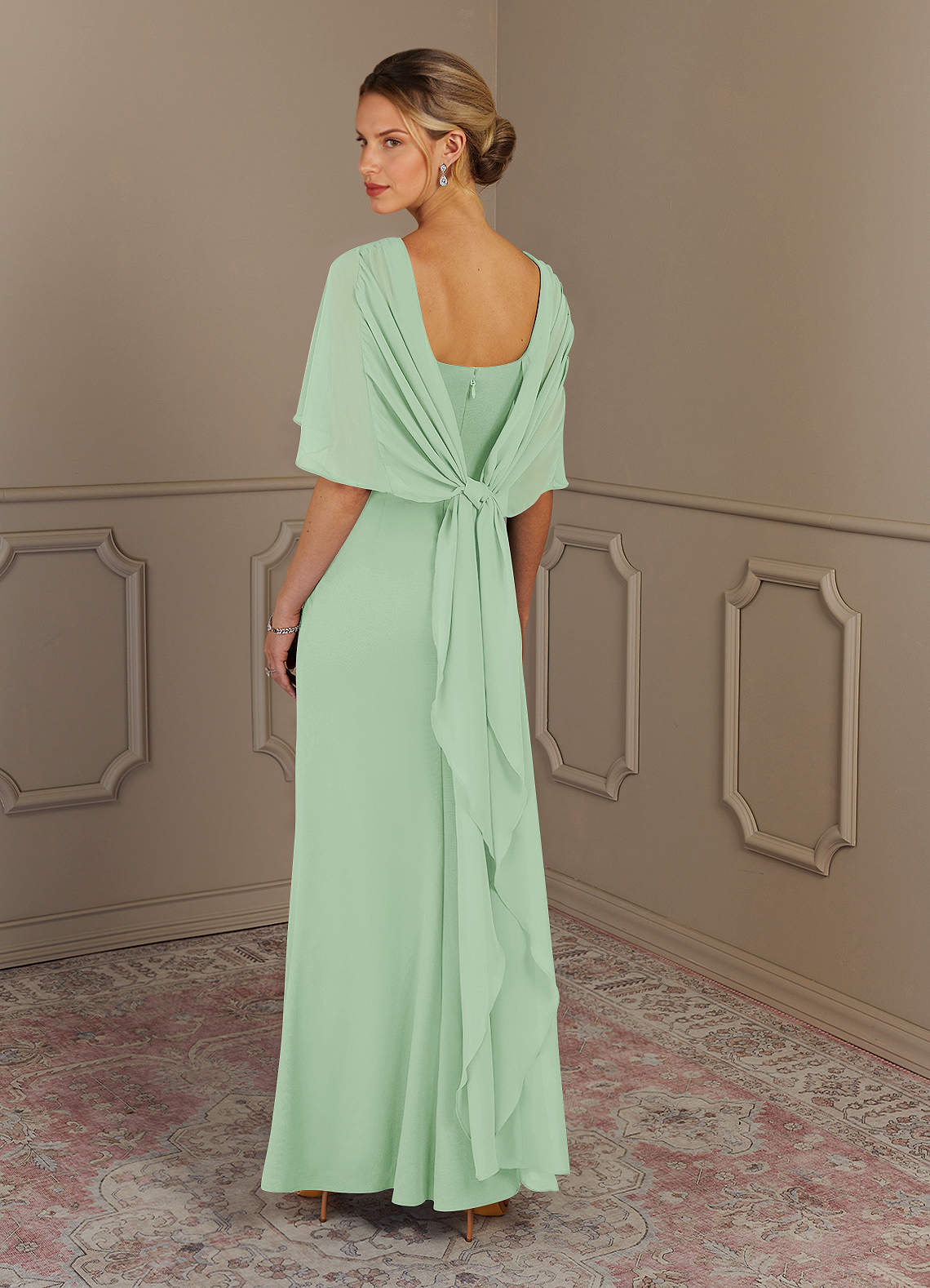 Azazie Dion Mother of the Bride Dresses Dusty Sage Sheath Scoop Stretch Crepe Dress image4