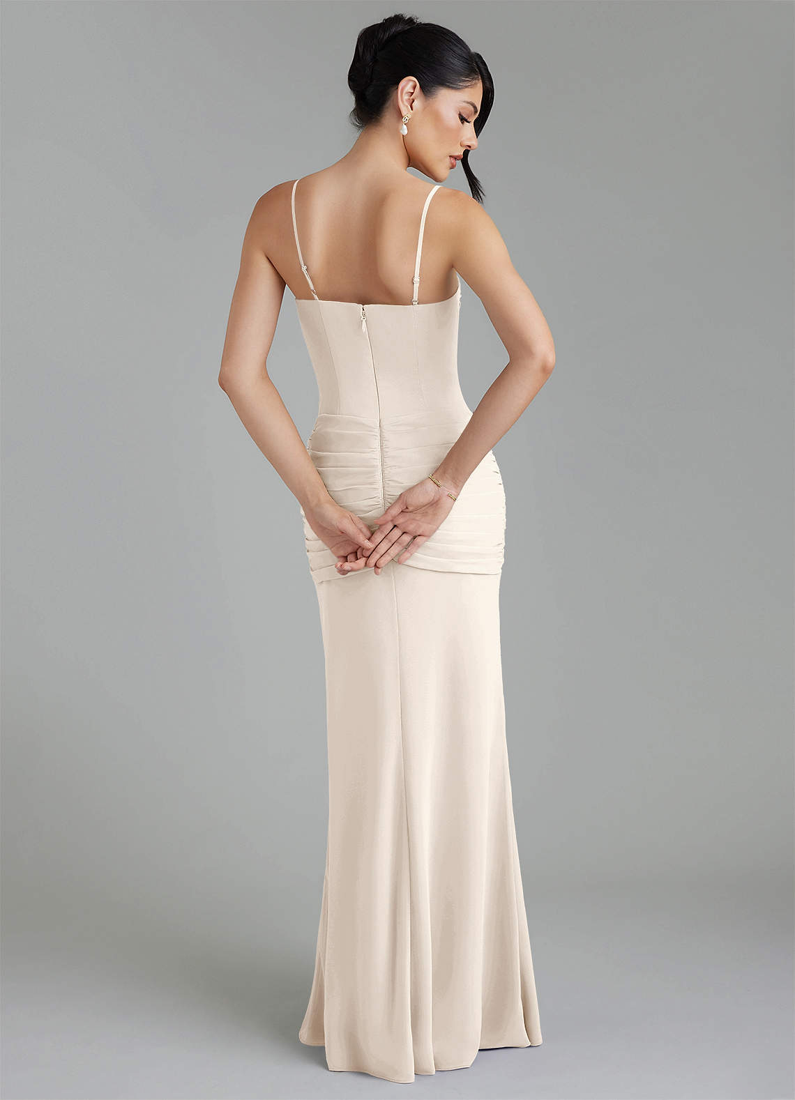 azazie white alabaster bridesmaid dress Cassie Chiffon Dresses perfect for weddings event One striped light blue Size:16 +$20