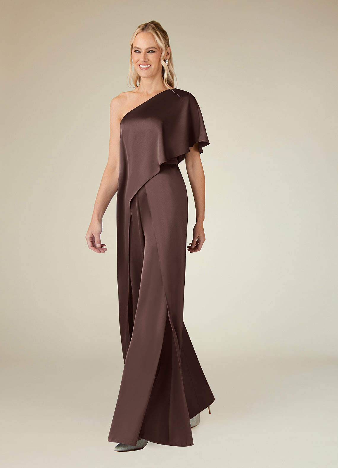 Azazie Hagretta vestidos de madre de la novia Vestido de Ganache de Satén Elástico de Mono/Traje de pantalón image6