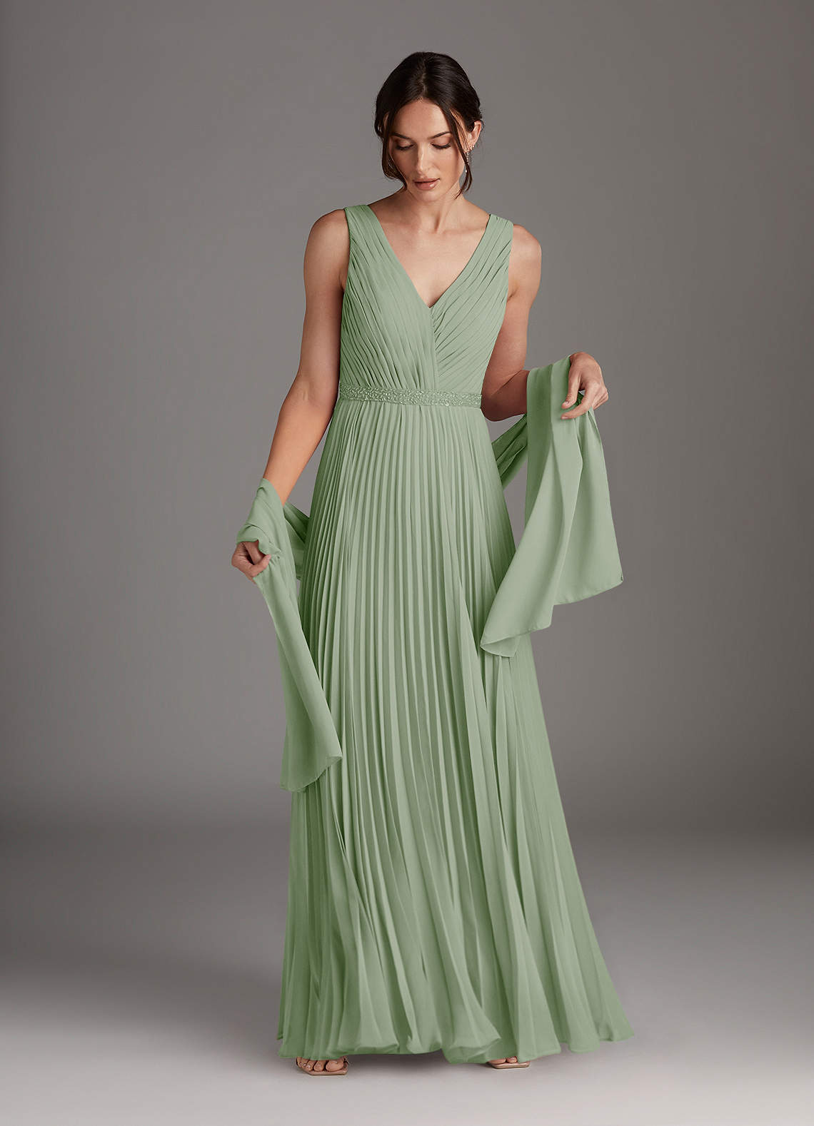 kris green dress Sage Green Slip Dress - Satin Midi Dress Minimalist Style main image 1