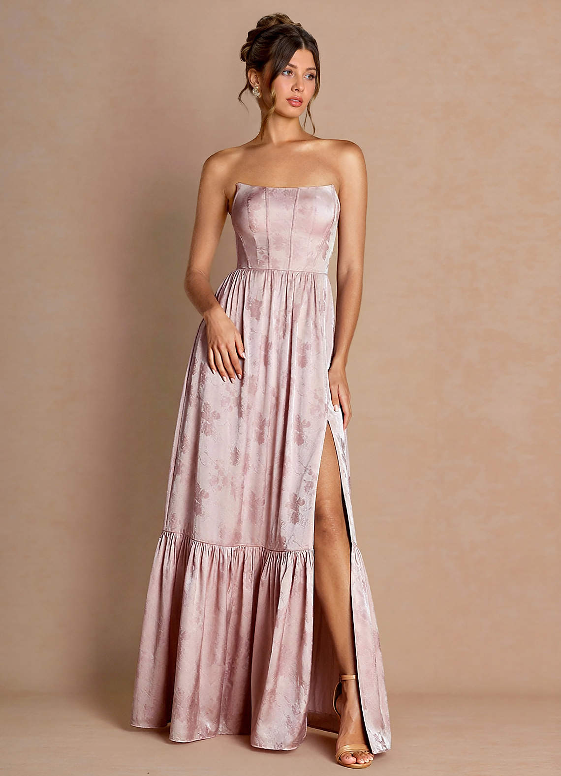 soft pink floral lace back maxi dress House of CB
