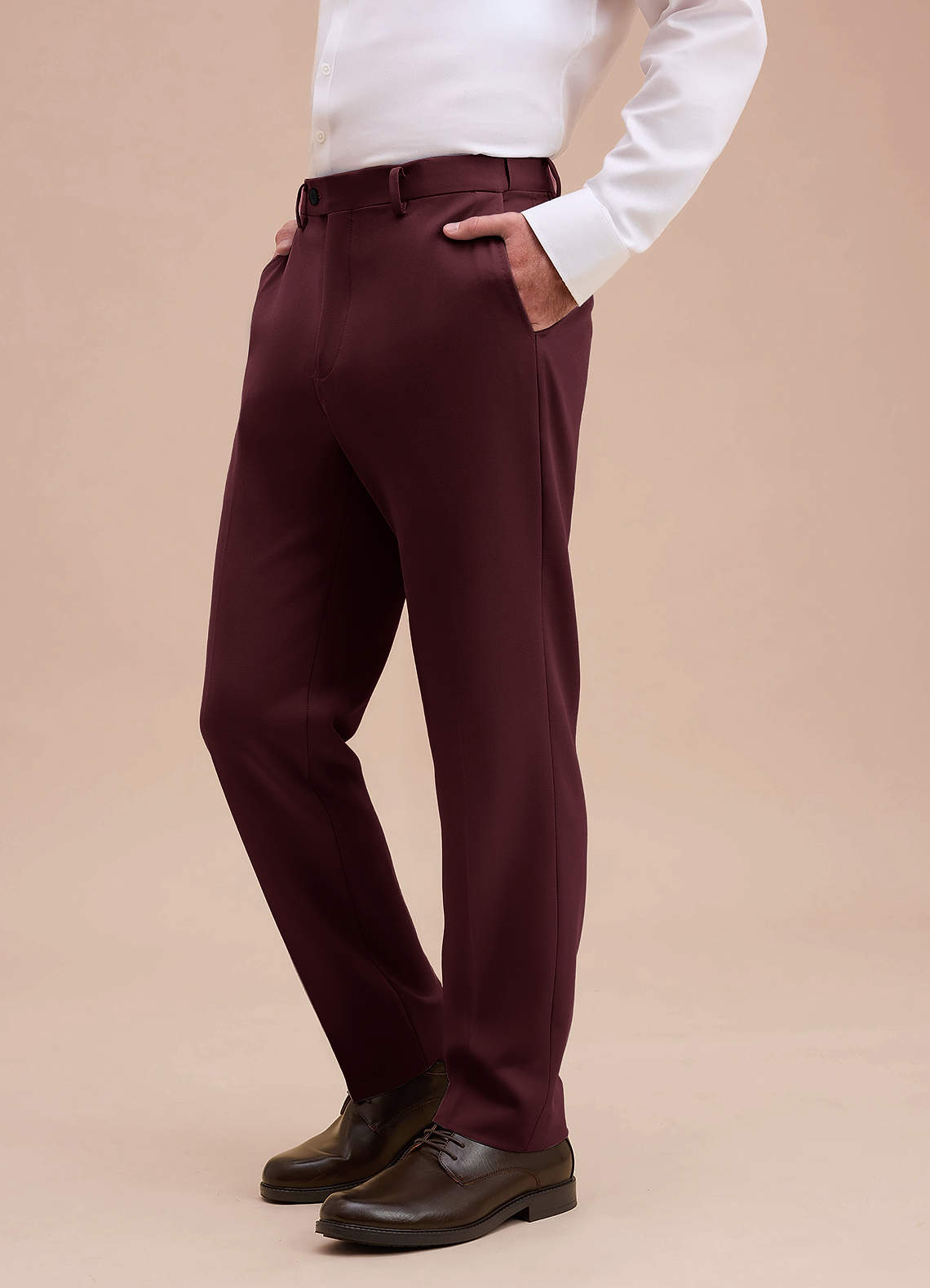 front Ethan Cabernet Refined Weave Performance Dress Pants