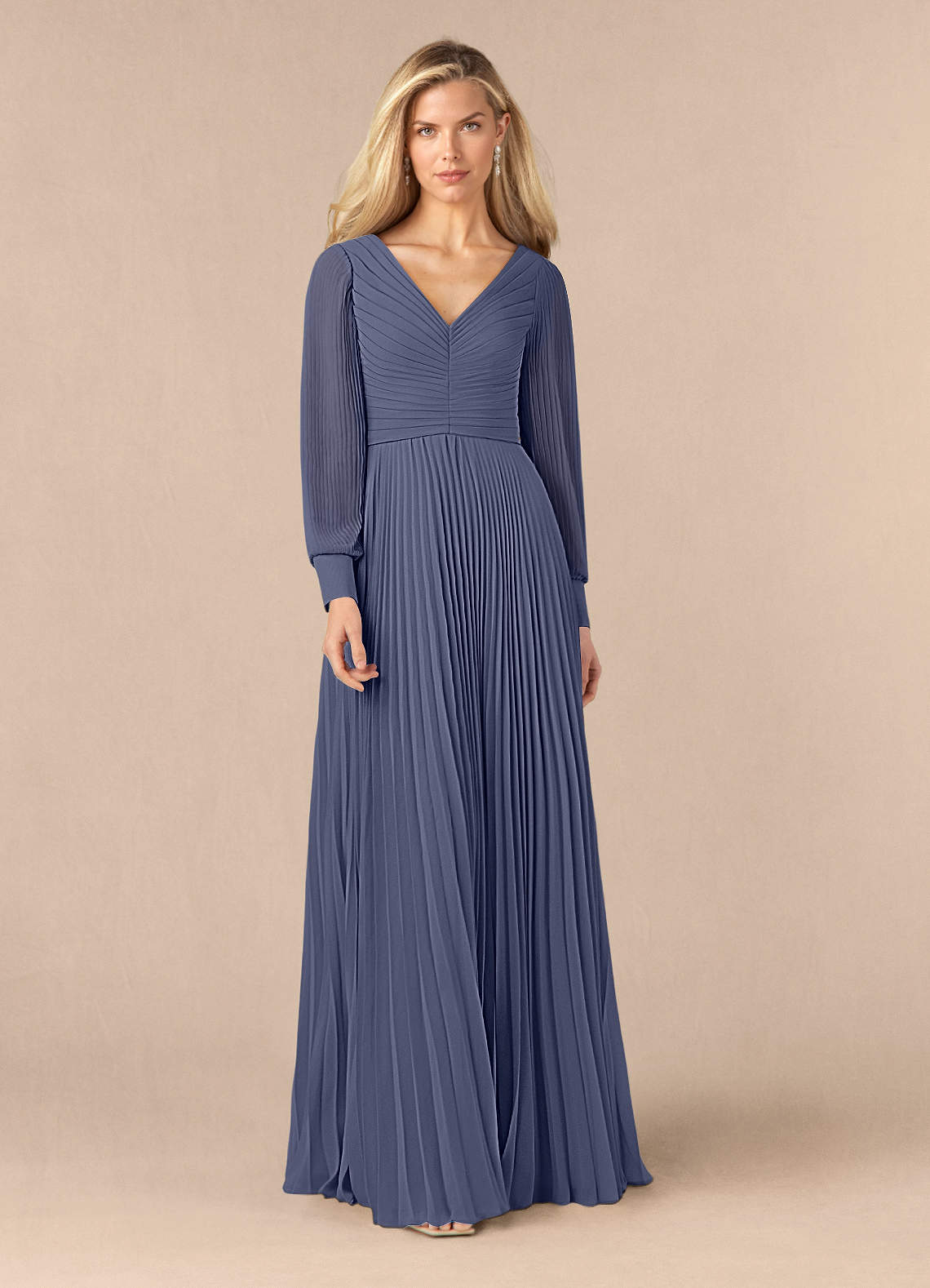 Azazie Zina Kleider für die Brautmutter A-Linie Plissee Chiffon Kleid Sturm image1