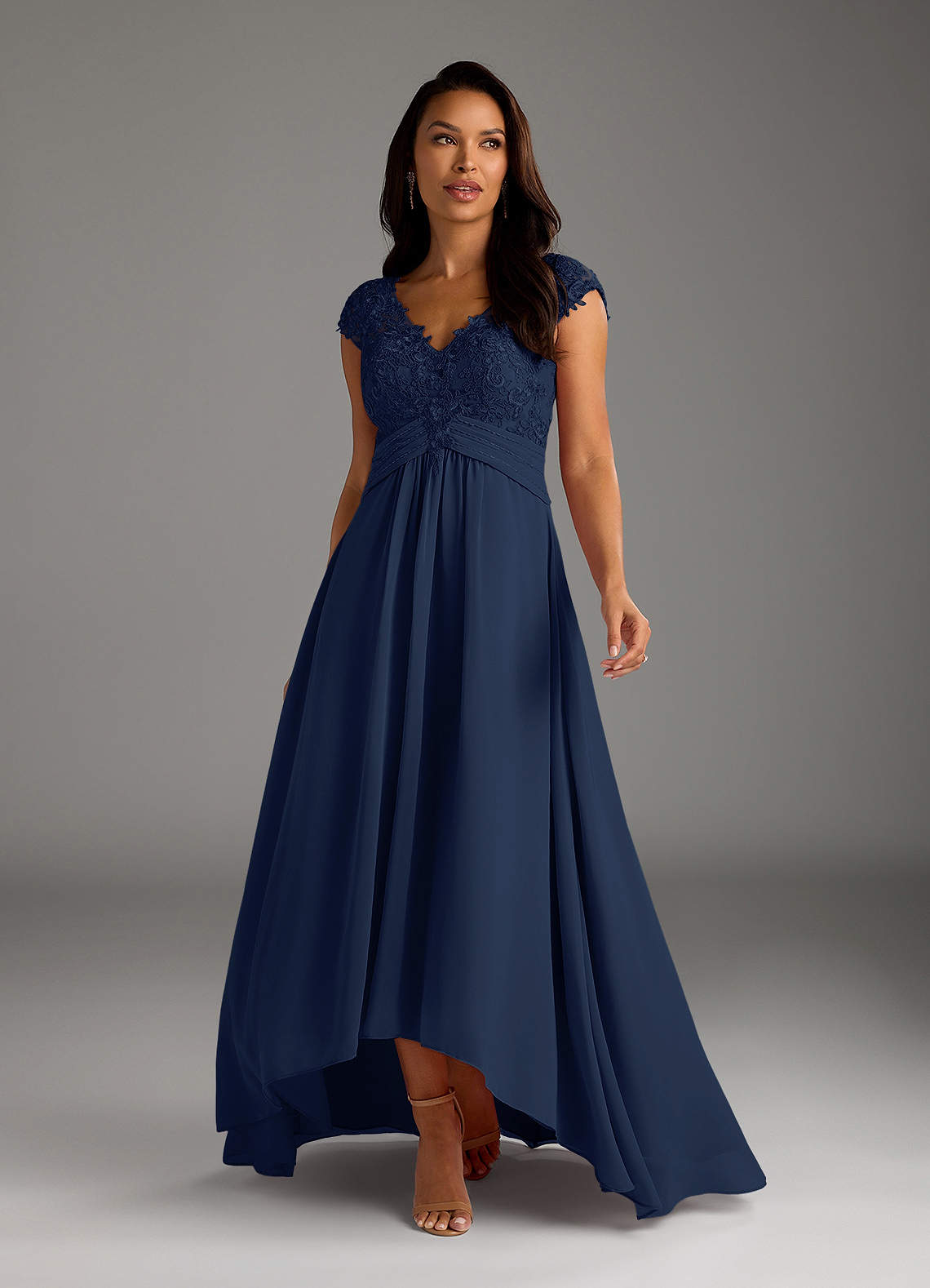 Azazie Irmeli Kleider für die Brautmutter A-Linie Spitze Chiffon Kleid Dunkelmarine image2