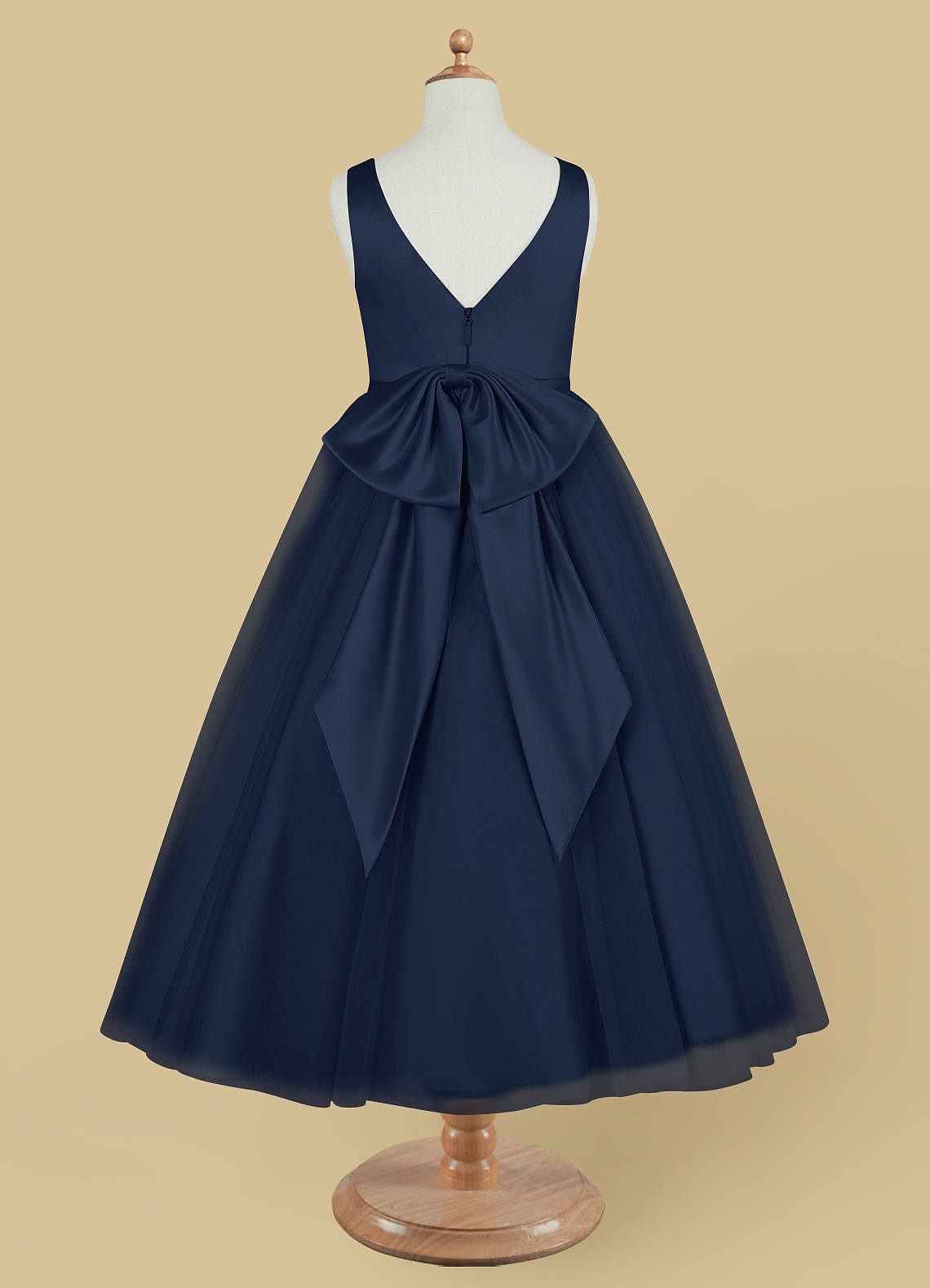 Azazie Marybell Dark Navy A-Line Bow Tulle Dress | Azazie