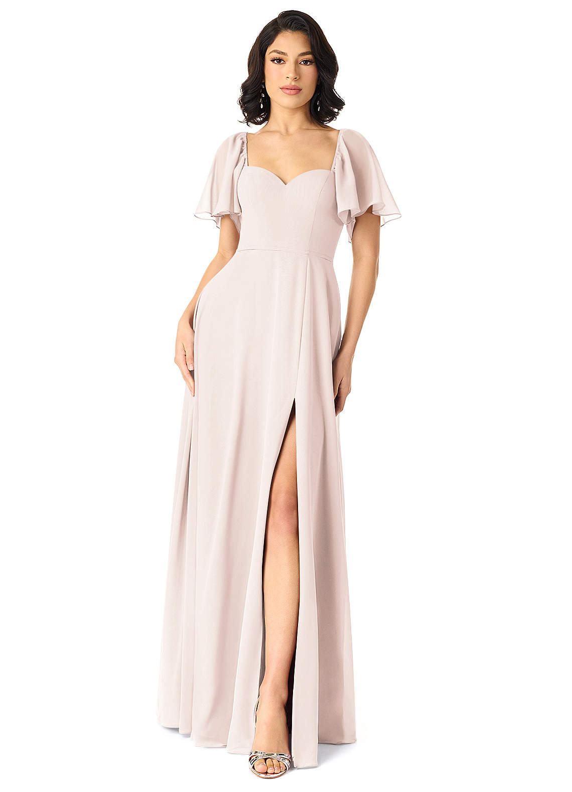 Azazie Chloe Bridesmaid Dresses Rose Petal A-Line Sweetheart Neckline Chiffon Dress image1