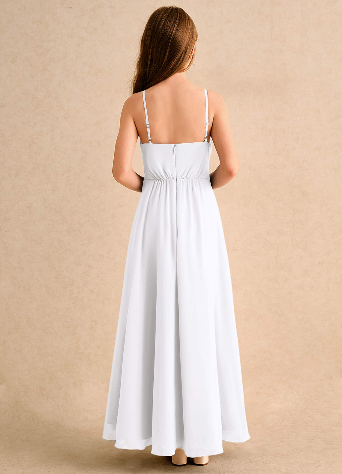 Azazie A-Line/Princess Square Neck Asymmetrical Chiffon Flower Girl Dresses - White