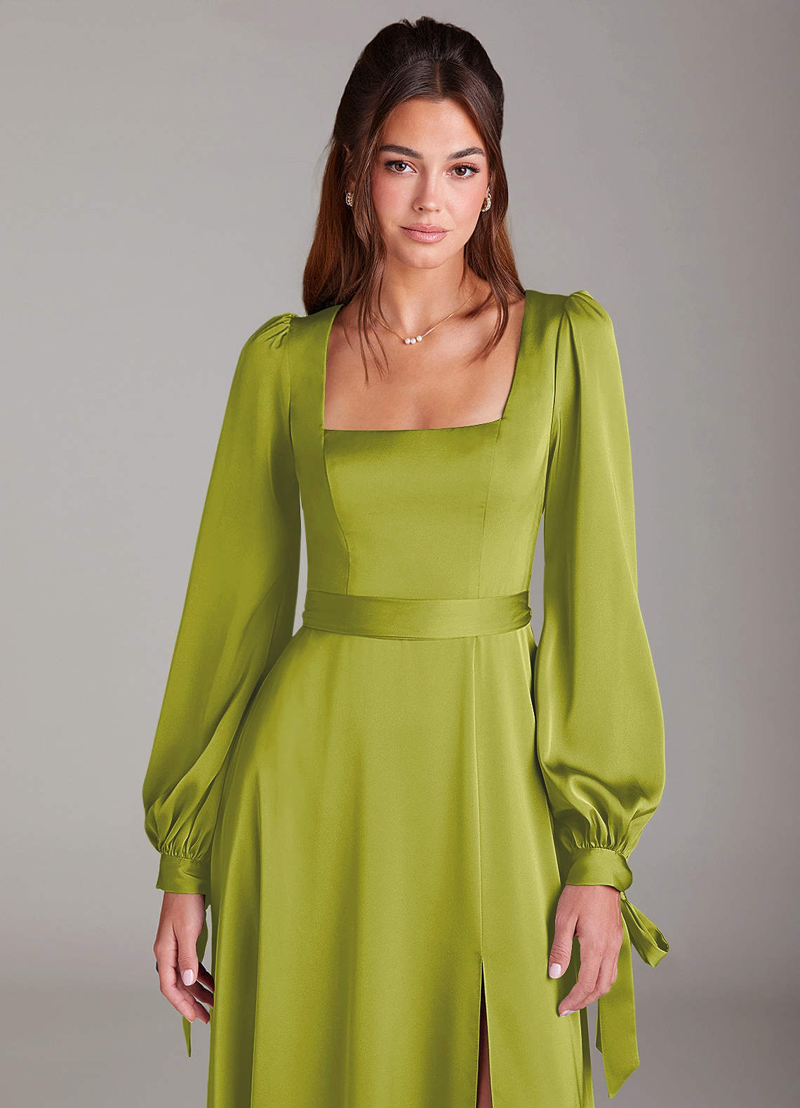 long sleeve lime green dress Lime Green Tiered Modal Maxi Dress main image 1