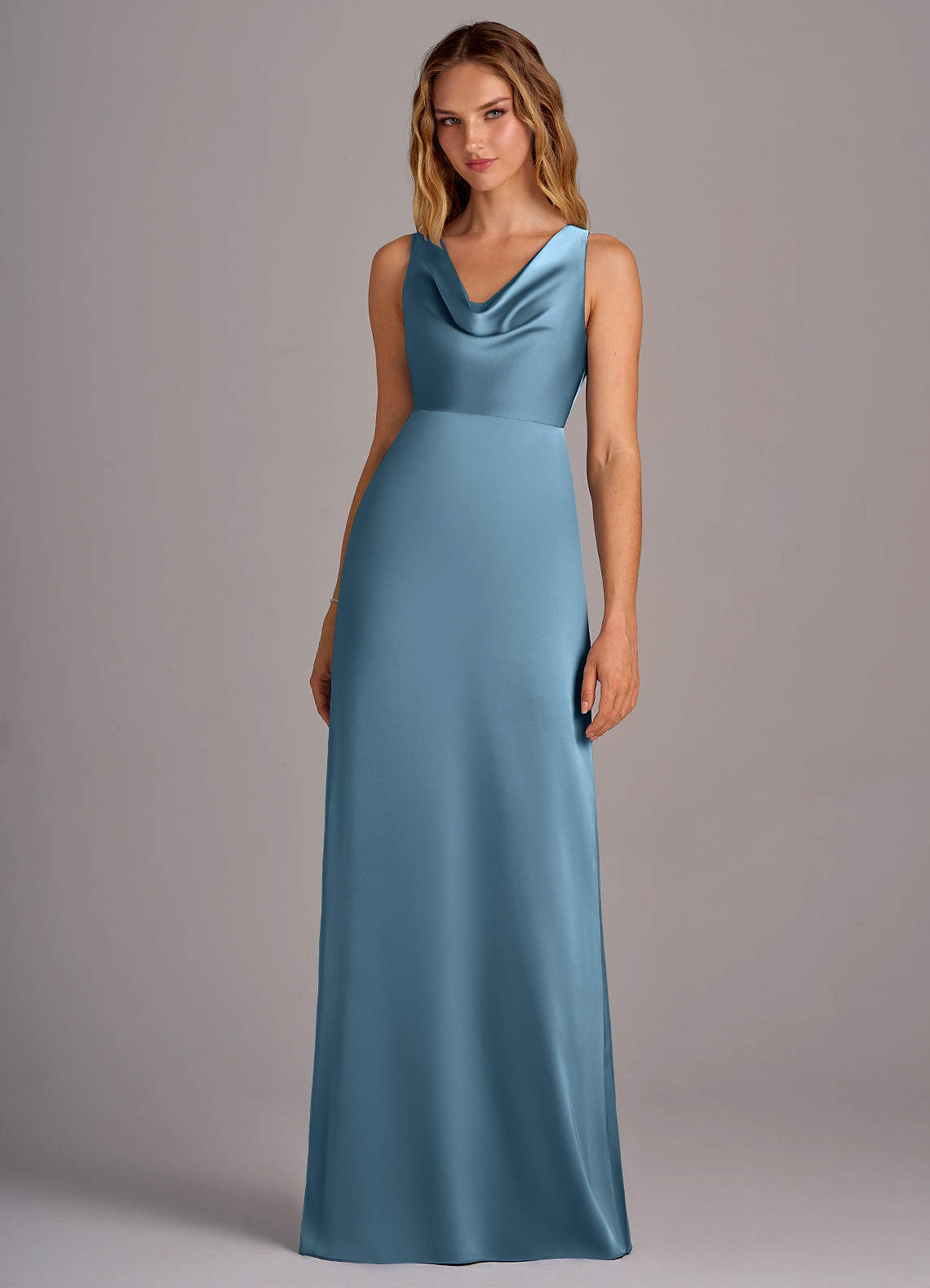 Robe De Soirée Femme Bleu Acier – Taille EU 46, Longueur Midi, Ornée De Pierres
