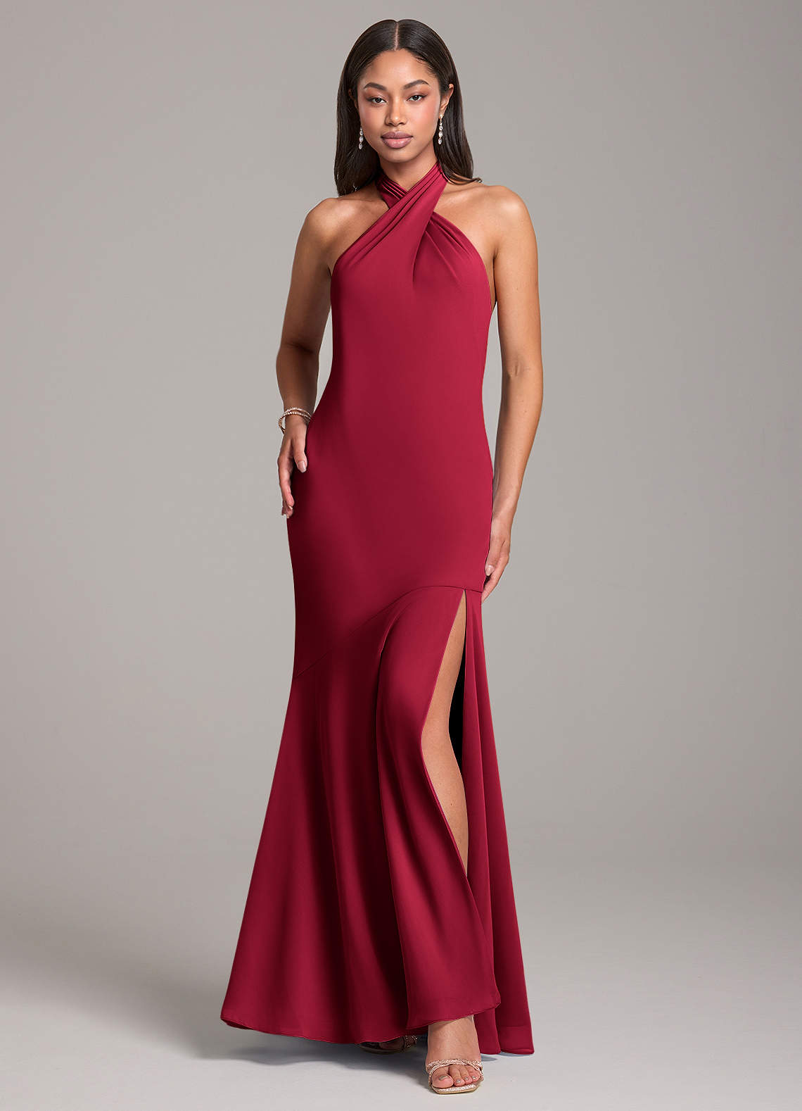 Azazie Lorena Burgundy Chiffon Bridesmaid Dresses | Azazie