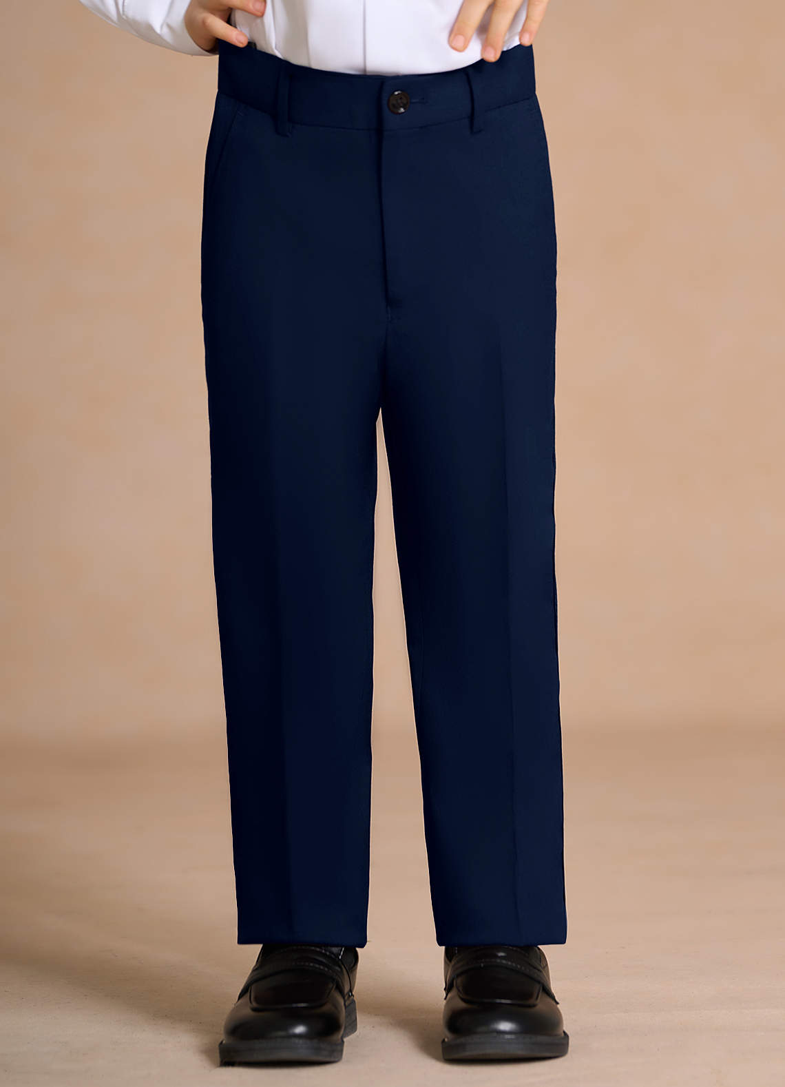 front Michael Navy Blue Boys Peak Lapel Tuxedos