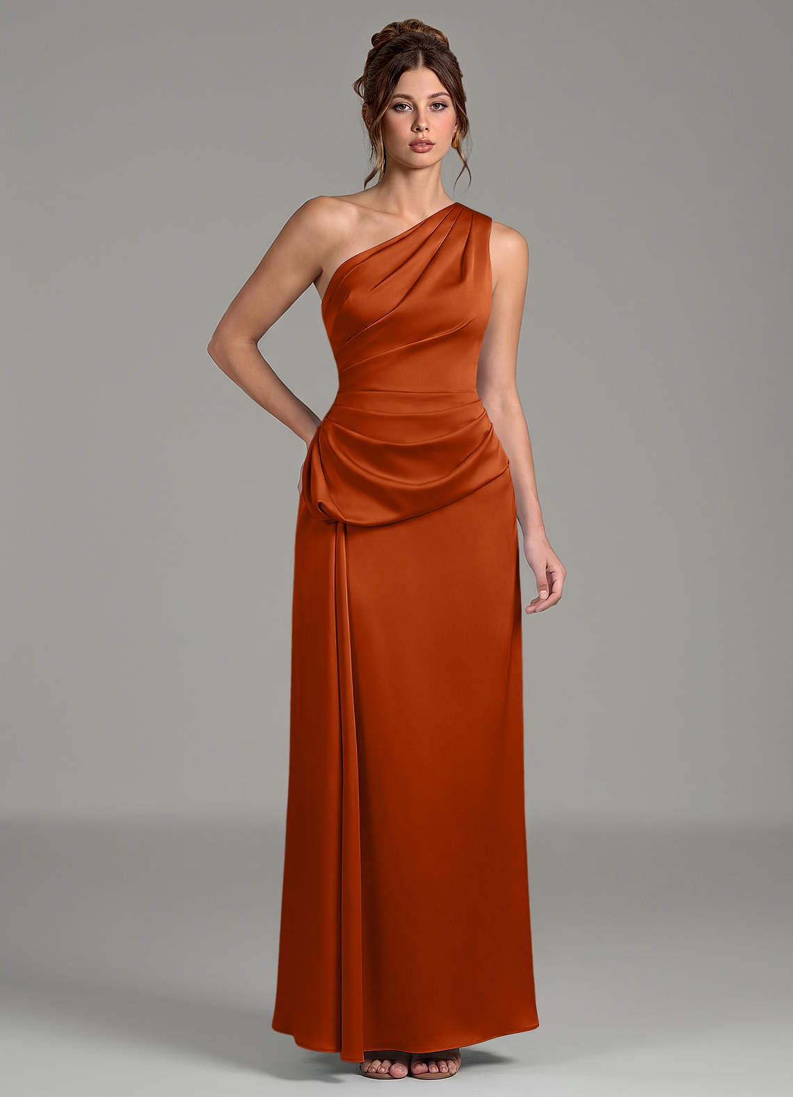 satin bridesmaid dresses burnt orange US14 / Custom Color / Style B