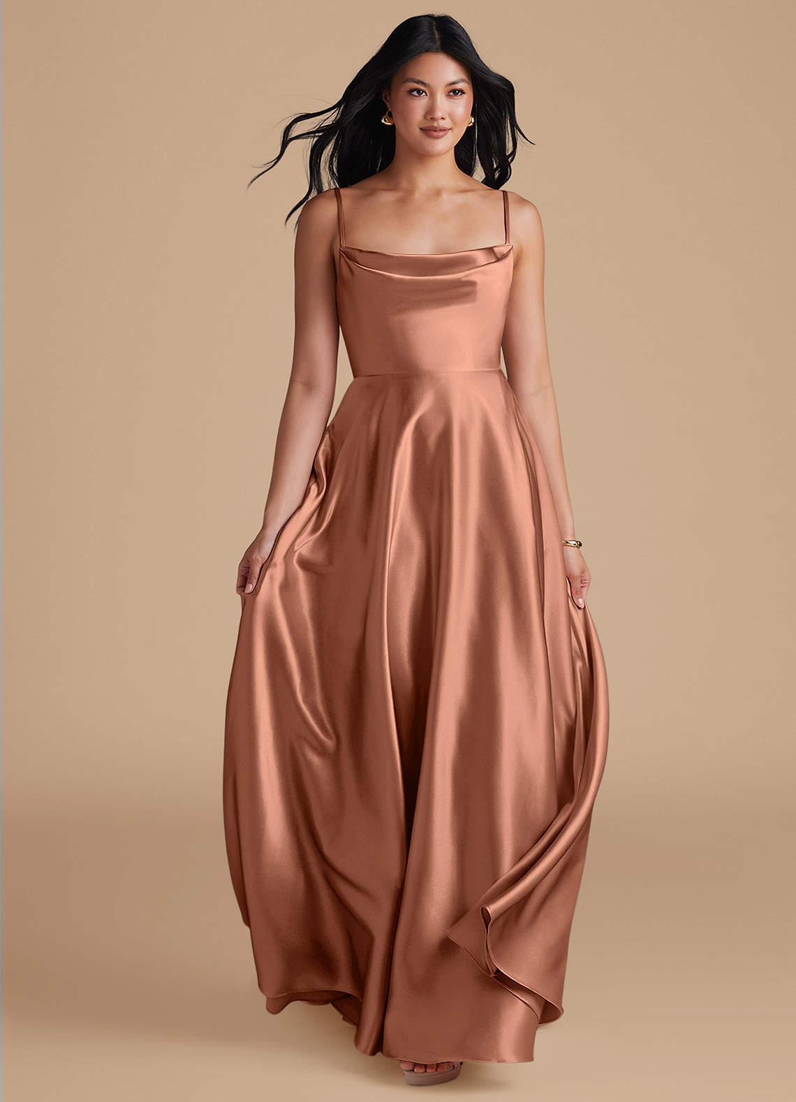 elle bridesmaid dresses Elle Strapless Satin Maxi Dress main image 0
