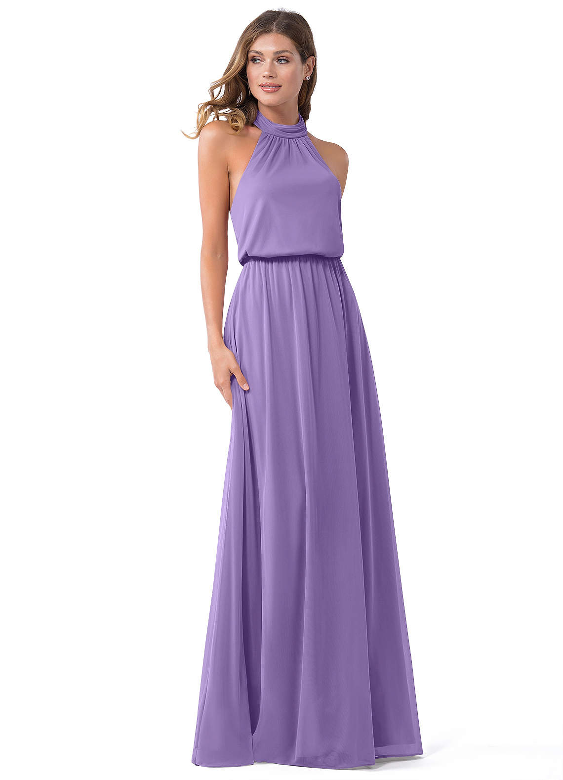 Azazie Landry Bridesmaid Dresses Tahiti A-Line Pleated Mesh Dress image1