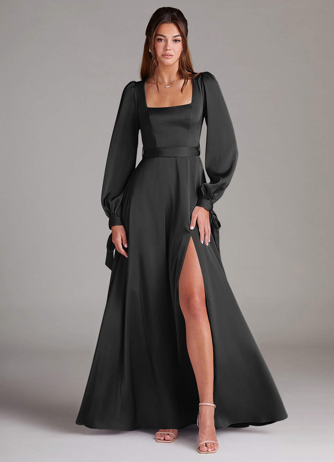 Satin Dress Modest Black Maxi Dress Black Silk Dress Modest Black