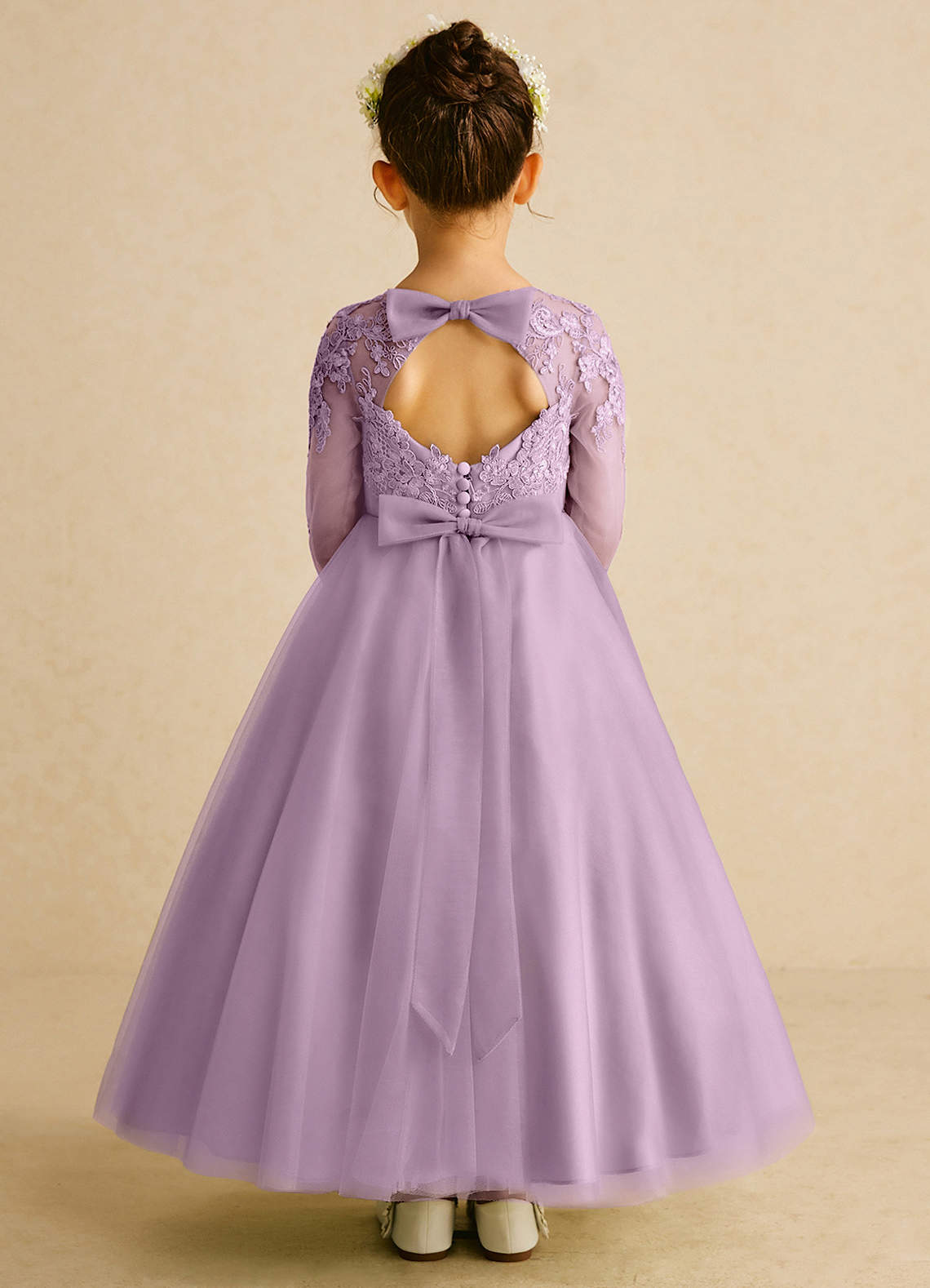 Azazie Precious Blumenmädchenkleider A-Linie Spitze Tüll Kleid Blauregen image1