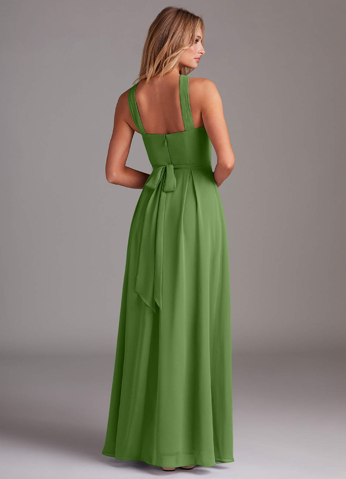 basil bridesmaid dress Azazie A-Line Halter Neck Floor-Length Chiffon Bridesmaid Dresses