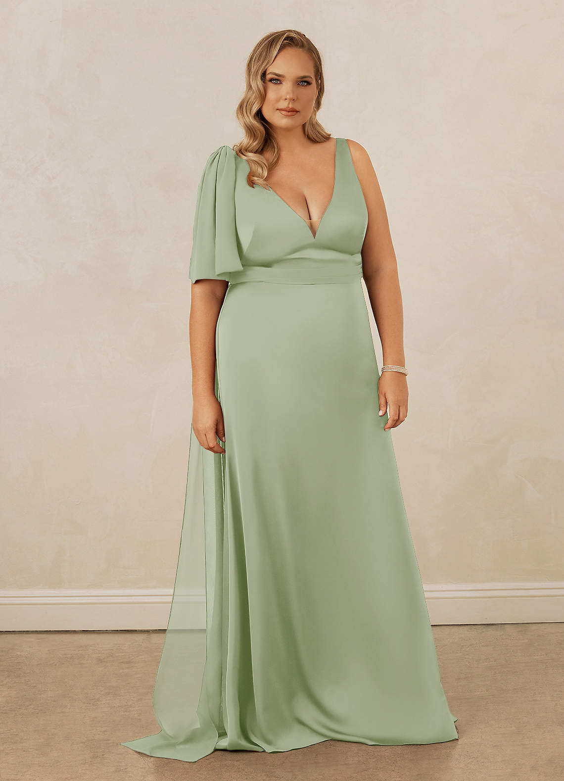 Christian Siriano Bridal for Azazie 1011 Bridesmaid Dresses Plunging Stretch Satin Mermaid Dress image10