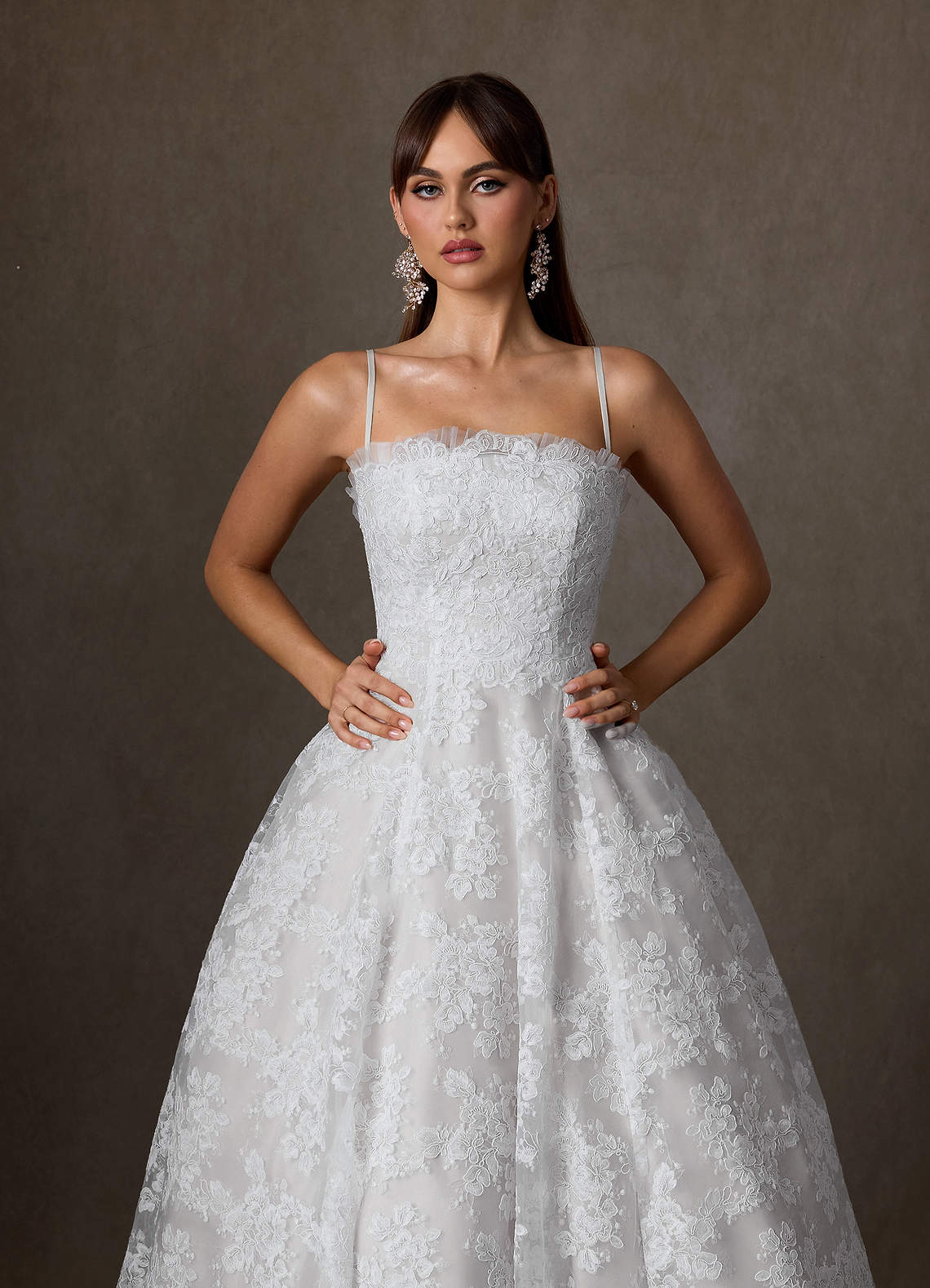 Azazie Hinata Wedding Dresses Diamond White Ball-Gown Strapless Lace Dress image8