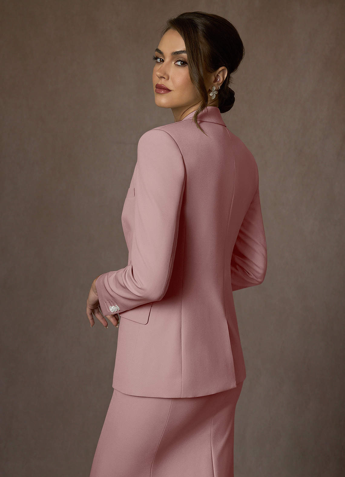 front Kennedy Dusty Rose Structured Stretch Dress