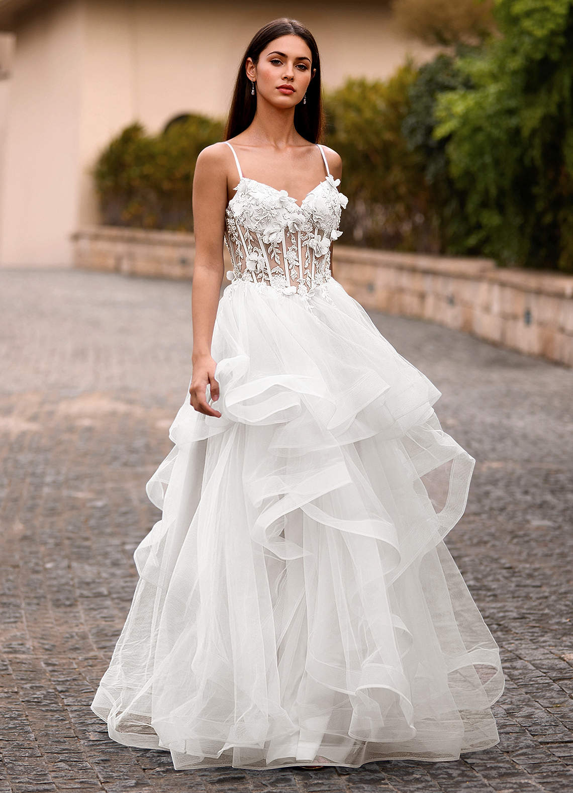 Dreama Ivoire Robe de bal corset en dentelle à volants image7