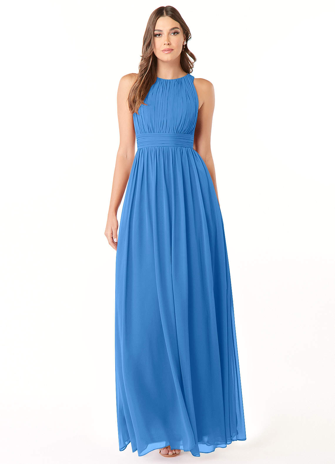 Azazie Luz Bridesmaid Dresses Blue Jay A-Line Lace Chiffon Dress image1