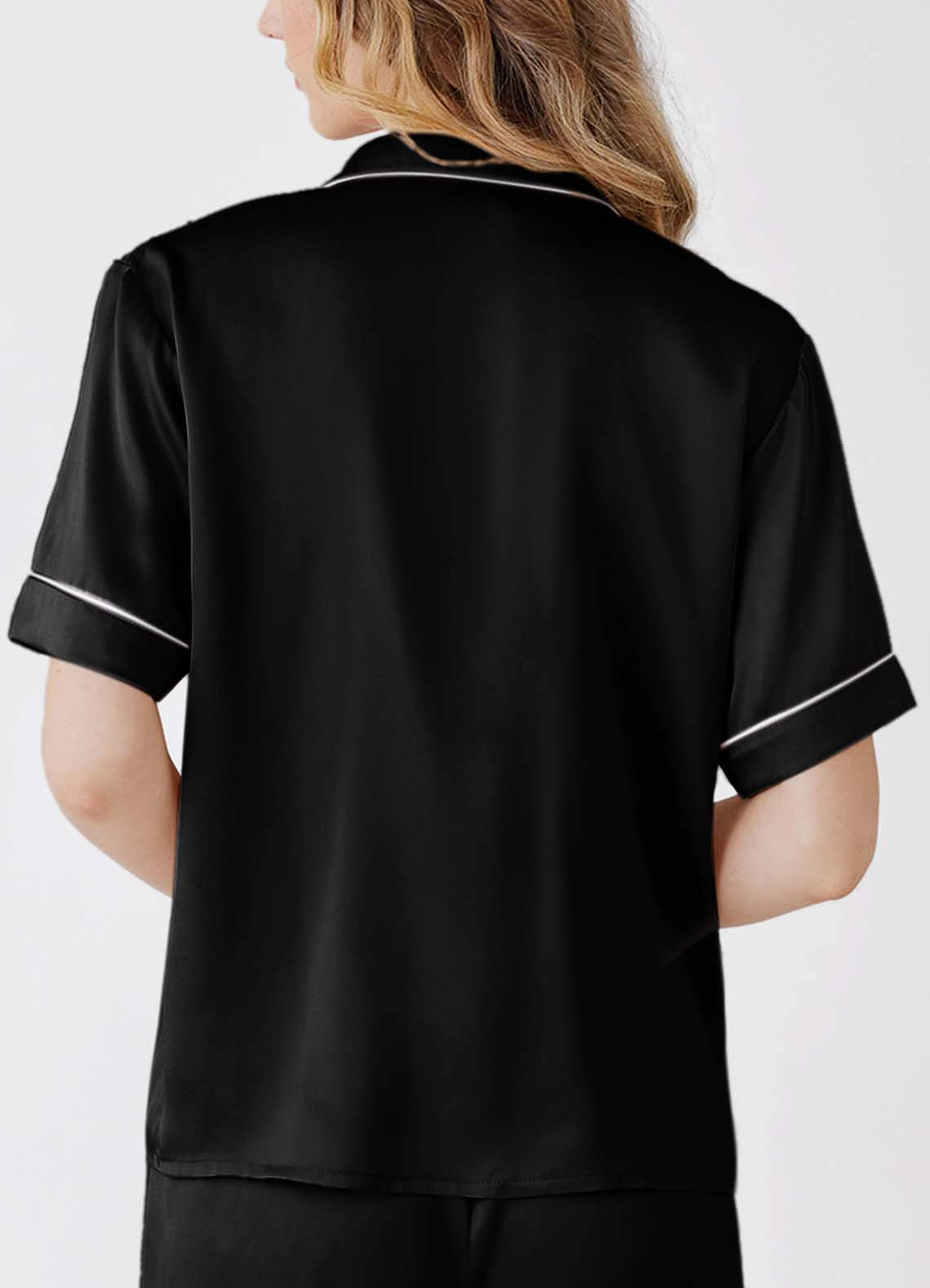 front 100% Washable Silk Pajama Short Sleeve Top