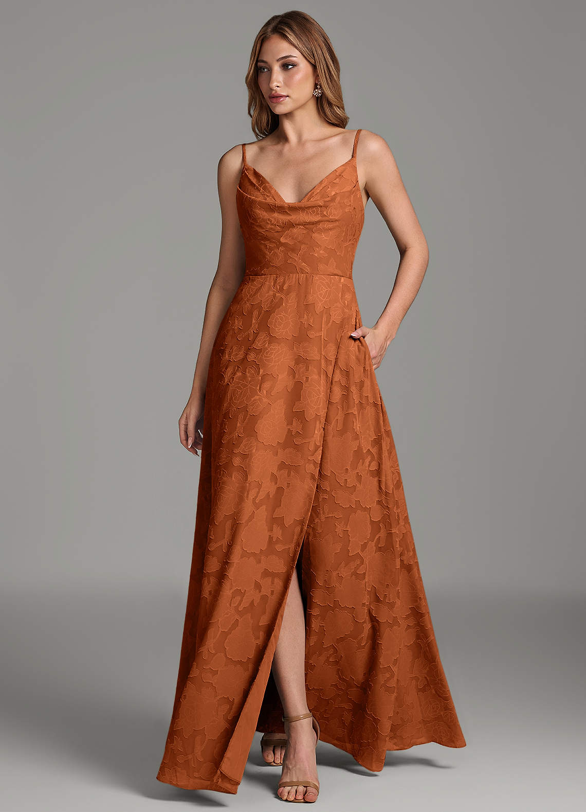 orange floral dress bridesmaid Azazie Sarella Not Fitted week4525_20251102 connected apparel black dress Size:38/S