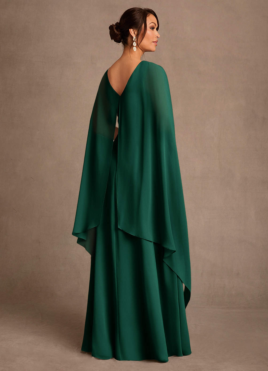 Azazie Liddie Mother of the Bride Dresses Emerald A-Line Pleated Chiffon Dress image2