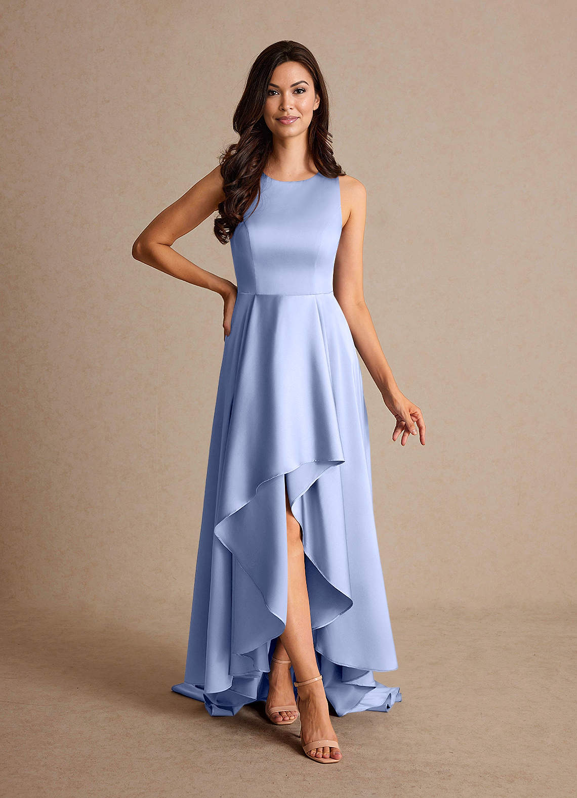 Azazie Niles Mère de la mariée Robes Robe Trapèze en Satin extensible Traînes Eis image1