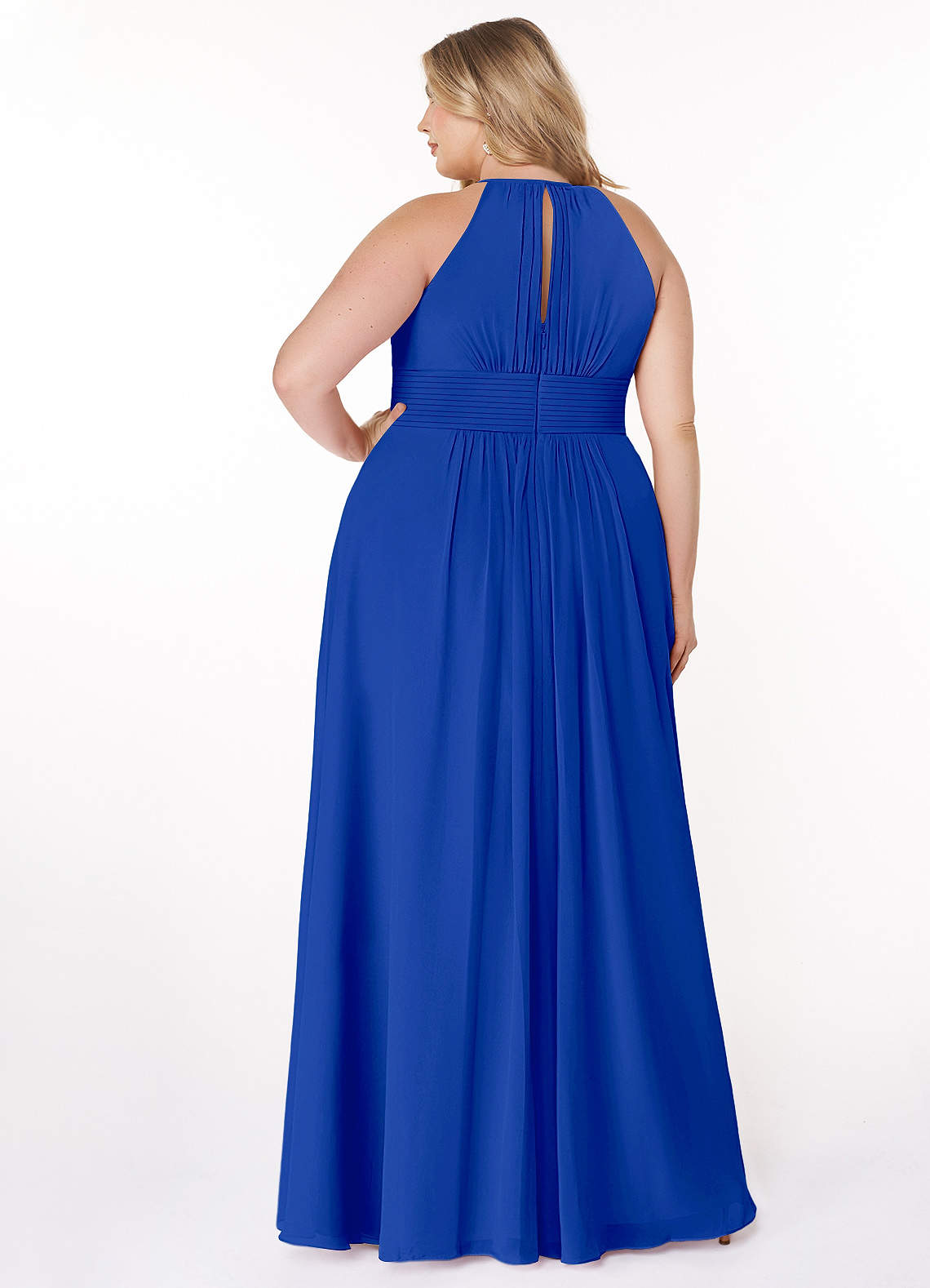 Azazie Bonnie Bridesmaid Dresses A-Line Keyhole Ruched Chiffon Floor-Length Dress image1