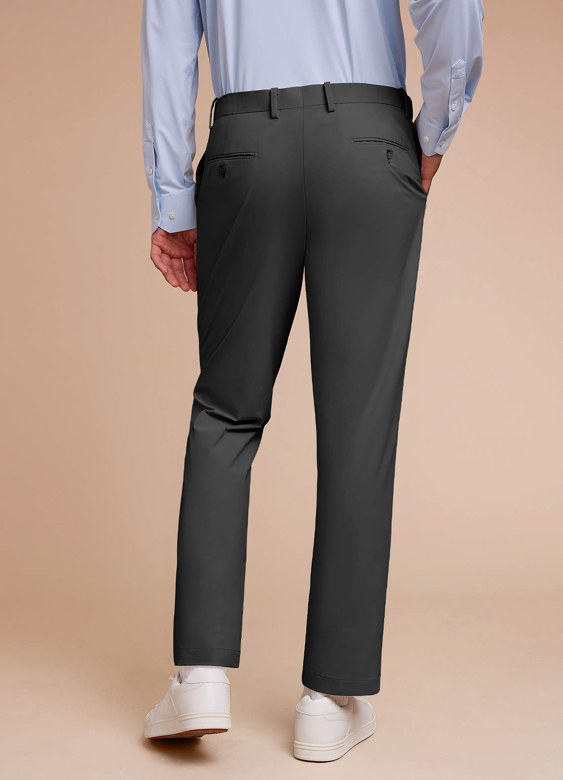 front Vincent Grey Structured High Stretch Dress Pants