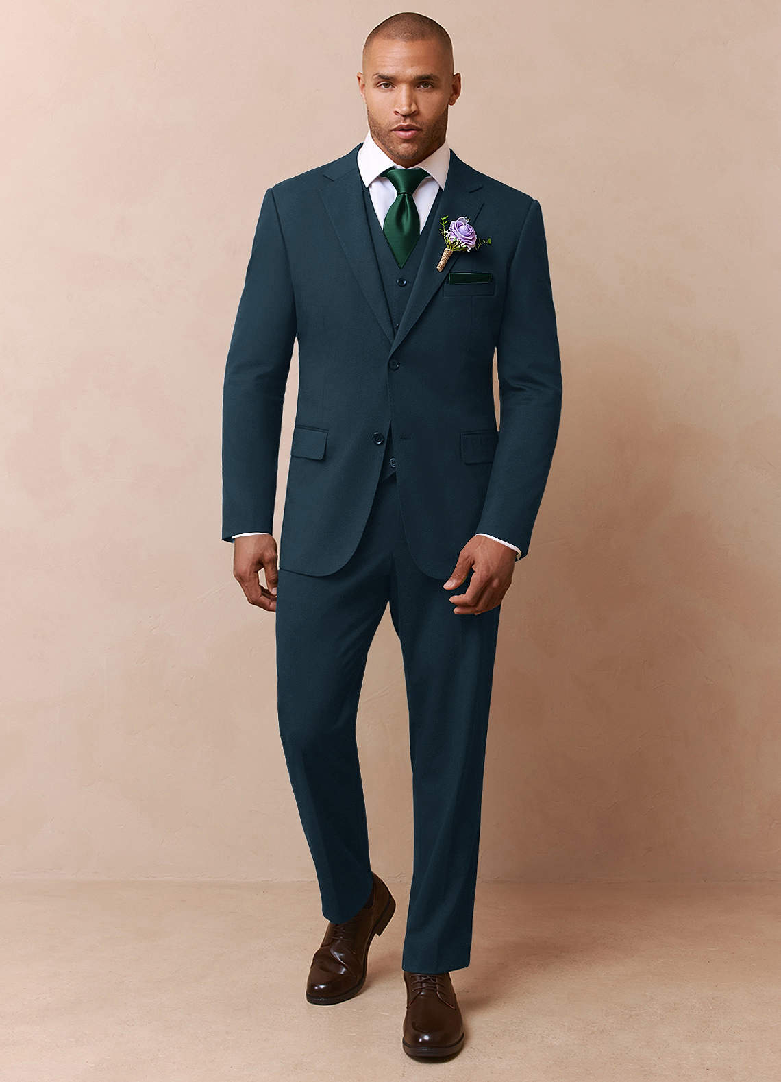 front Savile Teal Wool Blend Dress Pants