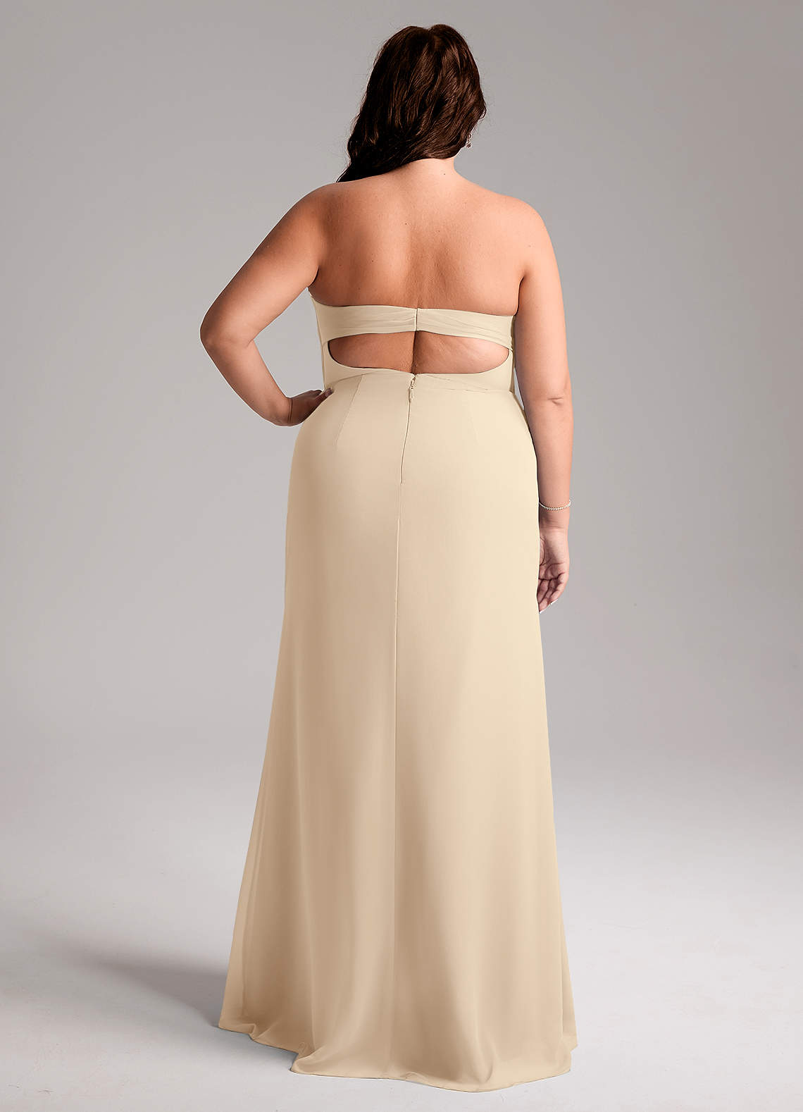 Azazie Leonis Champagne Chiffon Bridesmaid Dresses | Azazie